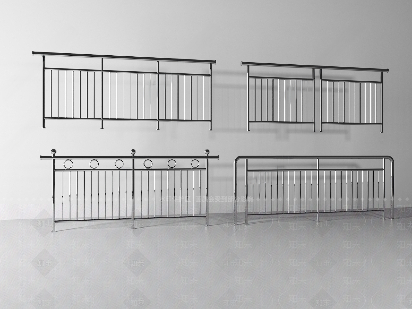 现代不锈钢栏杆SU模型下载【ID:1147642511】