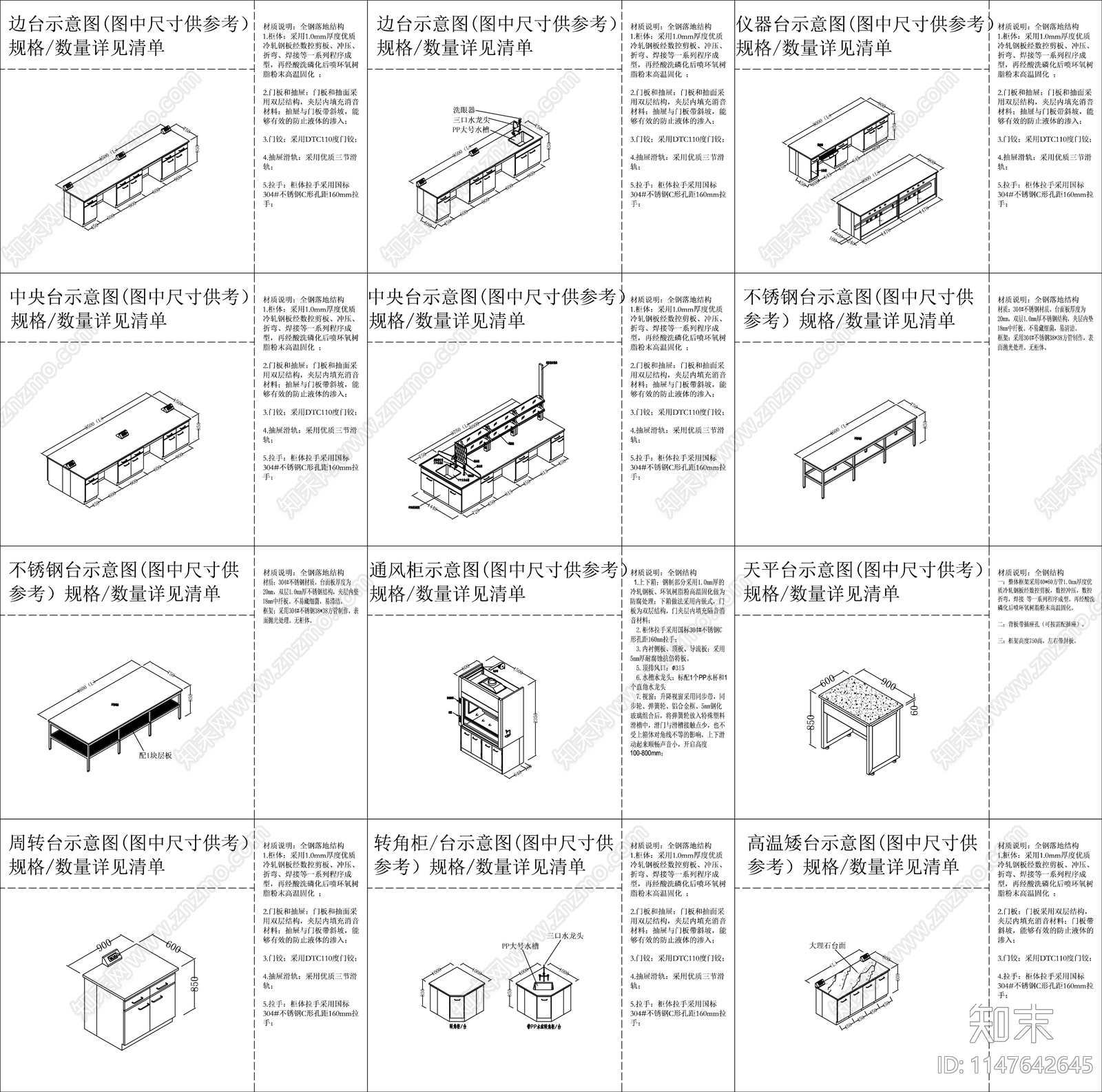 实验室家具设备cad施工图下载【ID:1147642645】