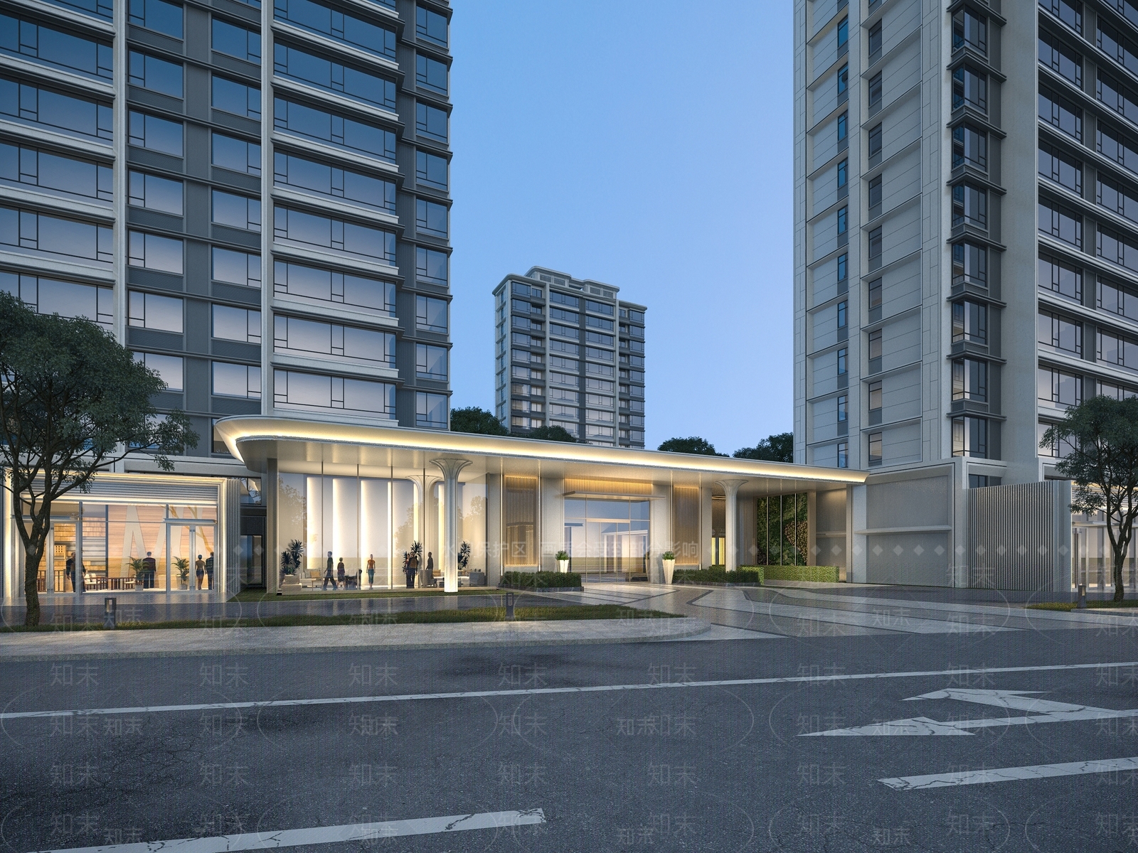 现代风格小区入户大门SU模型下载【ID:1147642790】