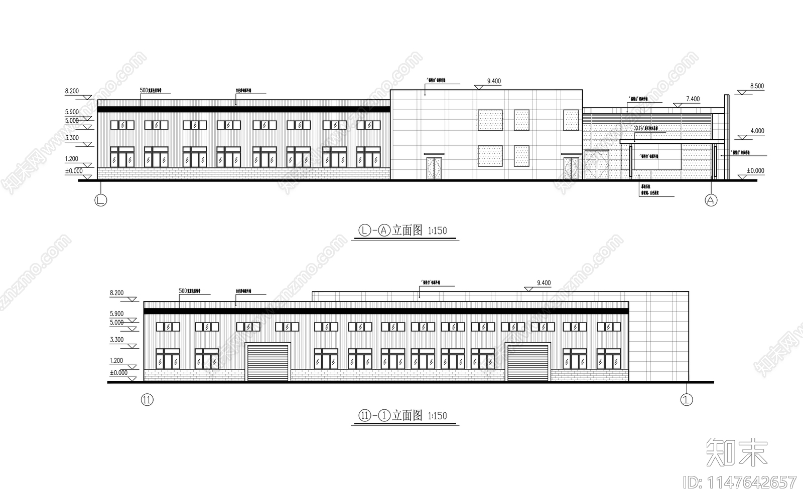 福特4S店建筑cad施工图下载【ID:1147642657】