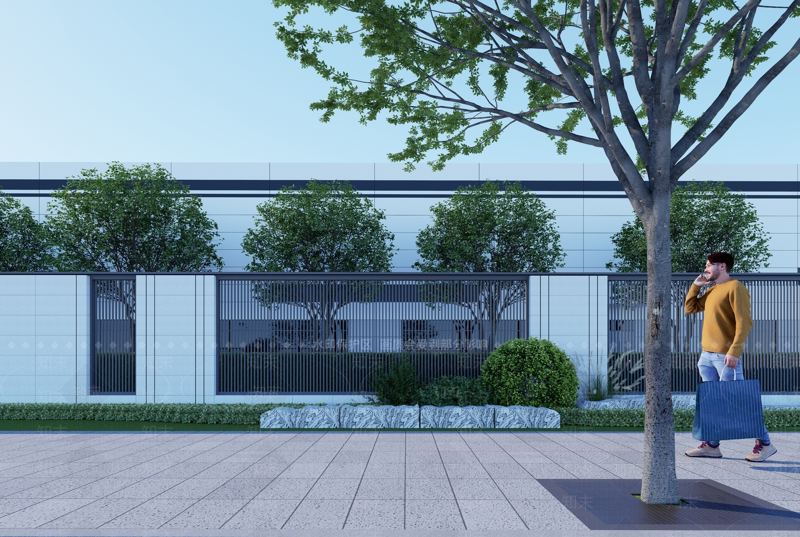 现代景观围墙景墙SU模型下载【ID:1147642718】