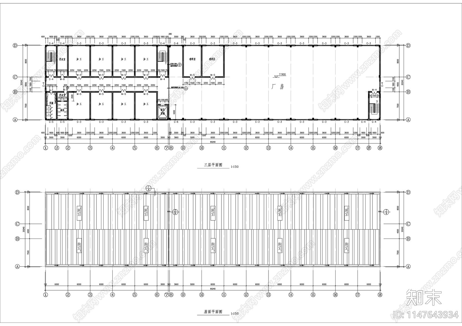 厂房车间建筑cad施工图下载【ID:1147643934】
