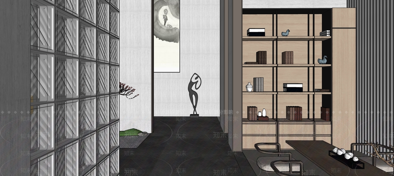 新中式休息区SU模型下载【ID:1147644635】