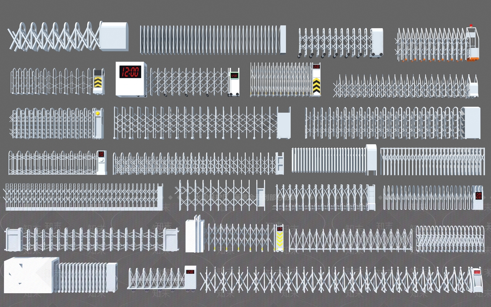 现代电动伸缩门3D模型下载【ID:1147648386】