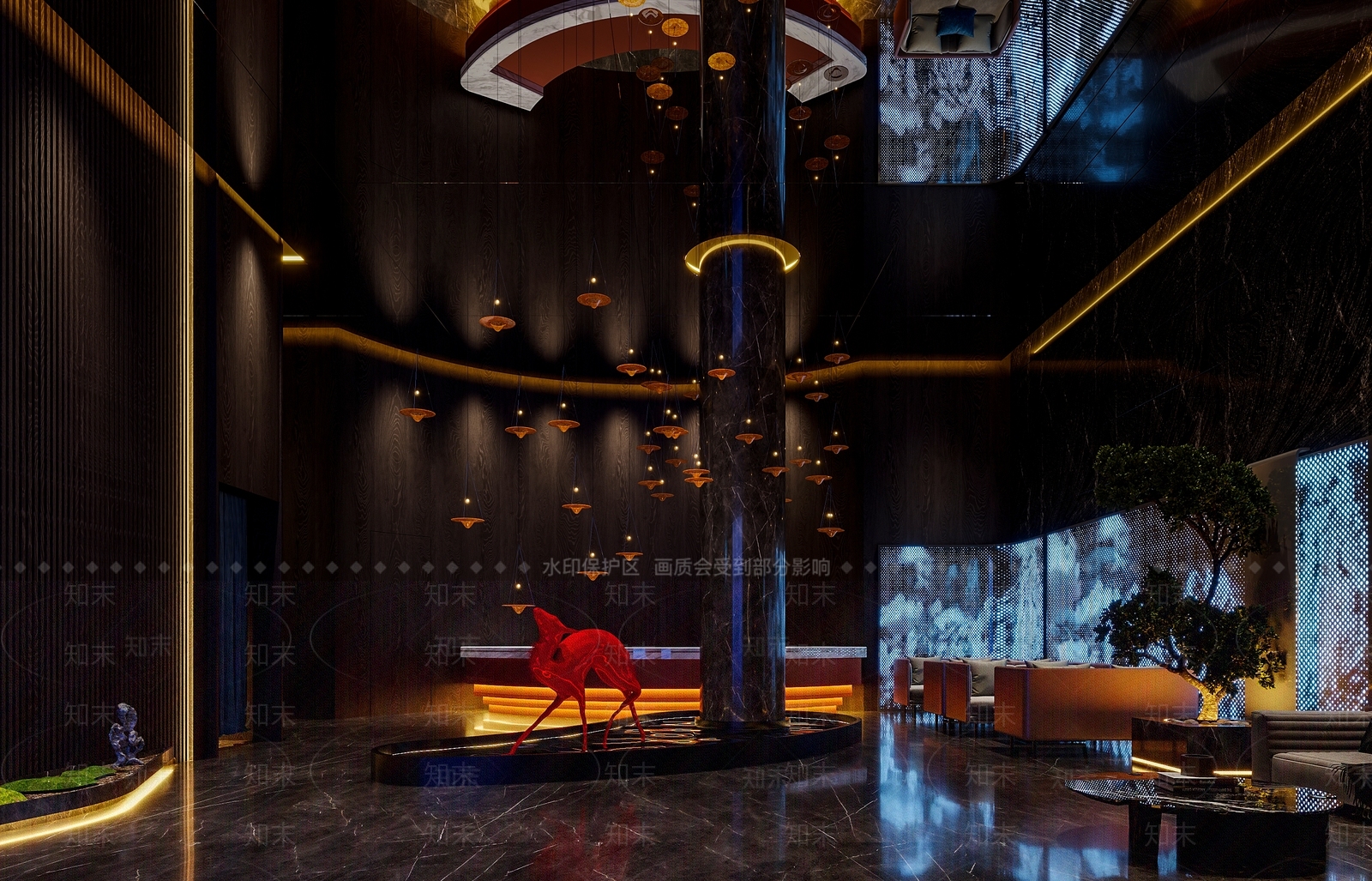 现代洗浴中心大厅3D模型下载【ID:1147653208】