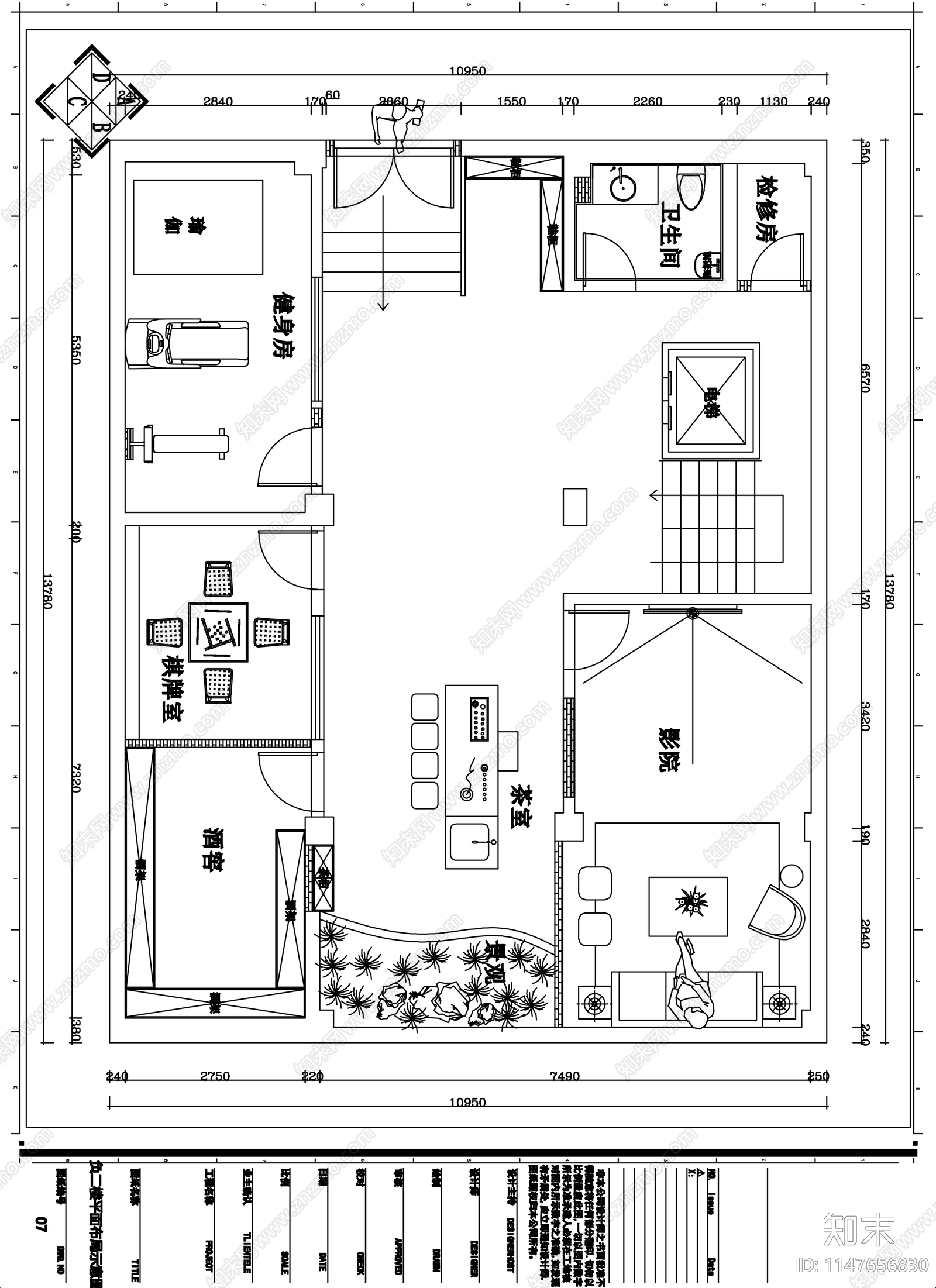 别墅室内cad施工图下载【ID:1147656830】