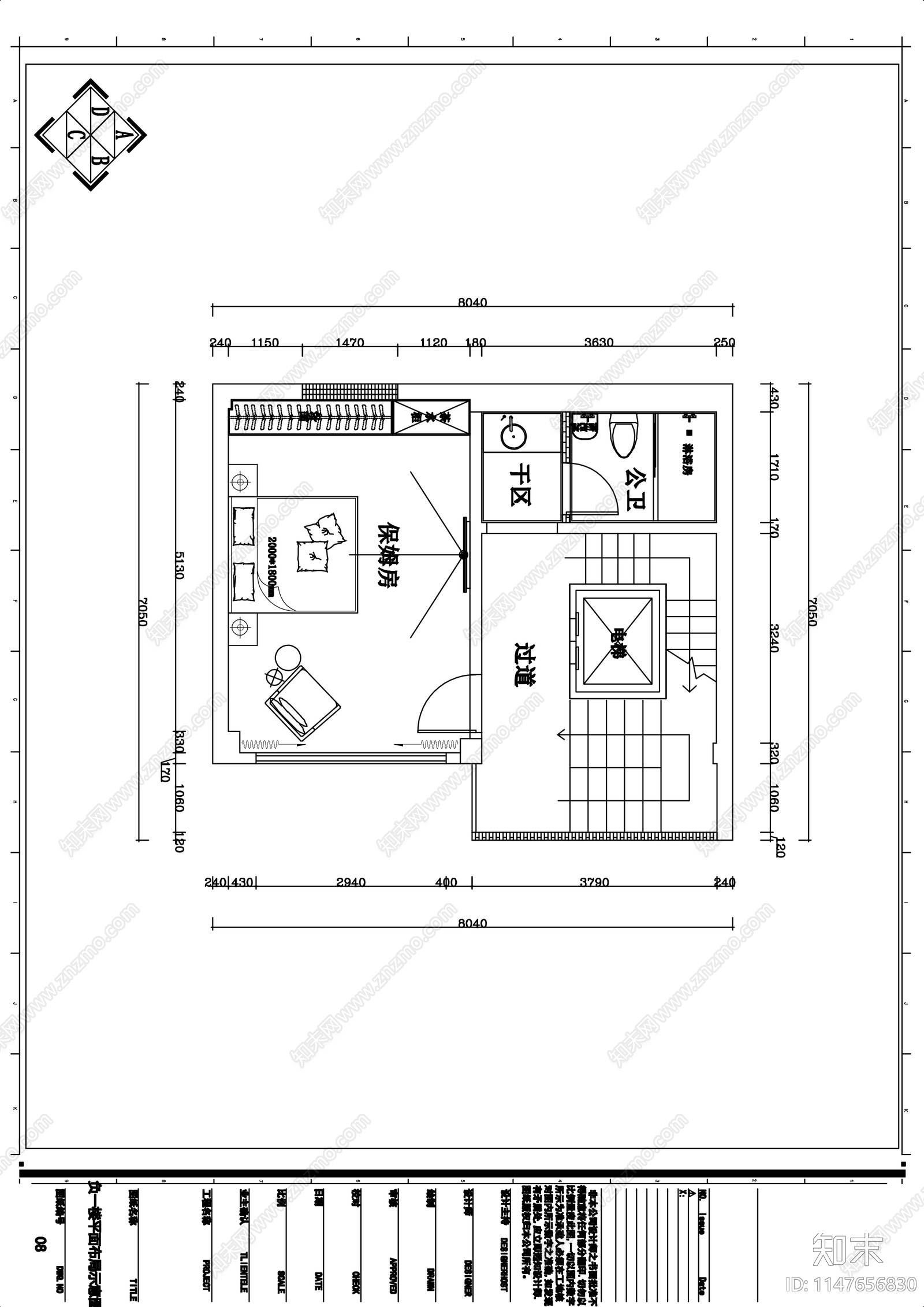 别墅室内cad施工图下载【ID:1147656830】