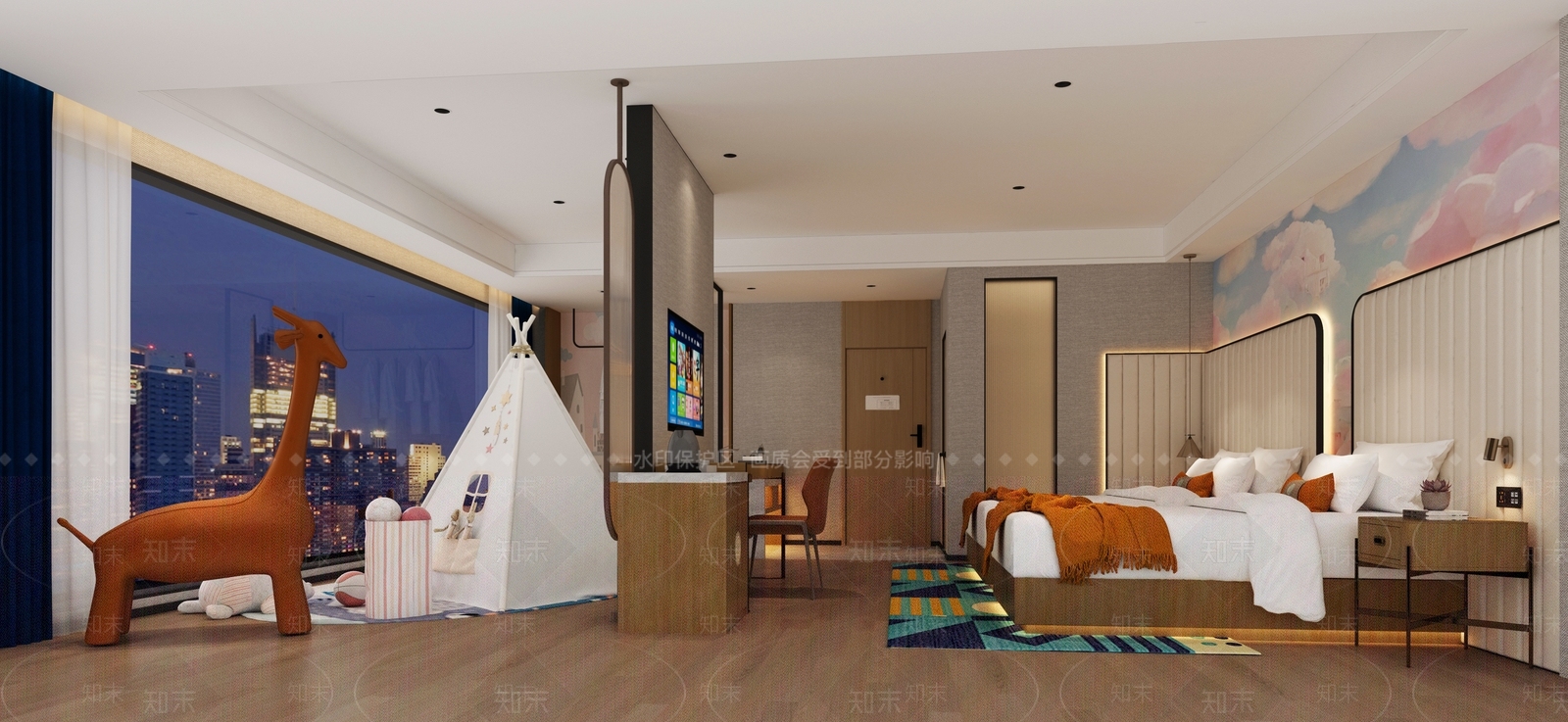 现代亲子主题客房3D模型下载【ID:1147662972】