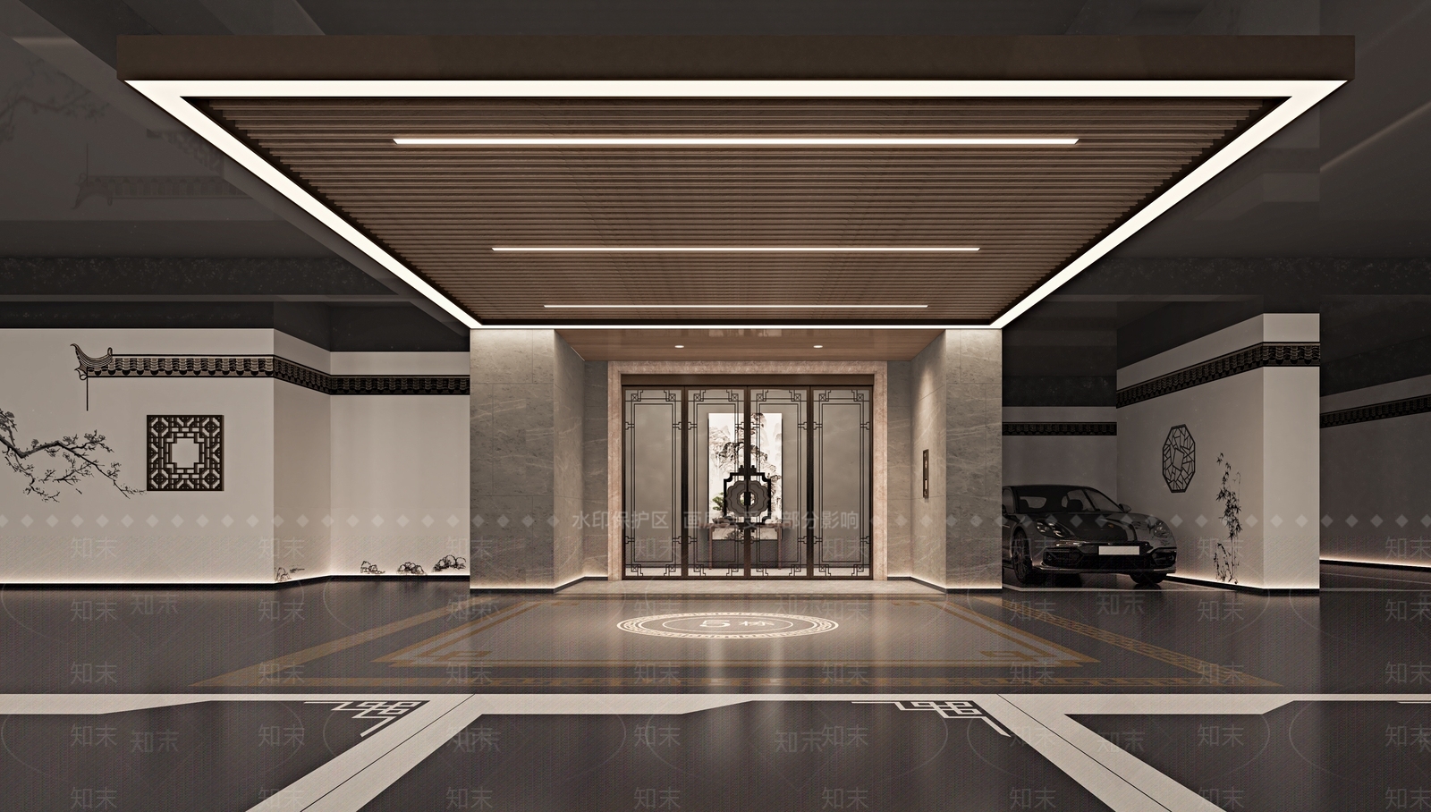 新中式地下停车场3D模型下载【ID:1147662619】