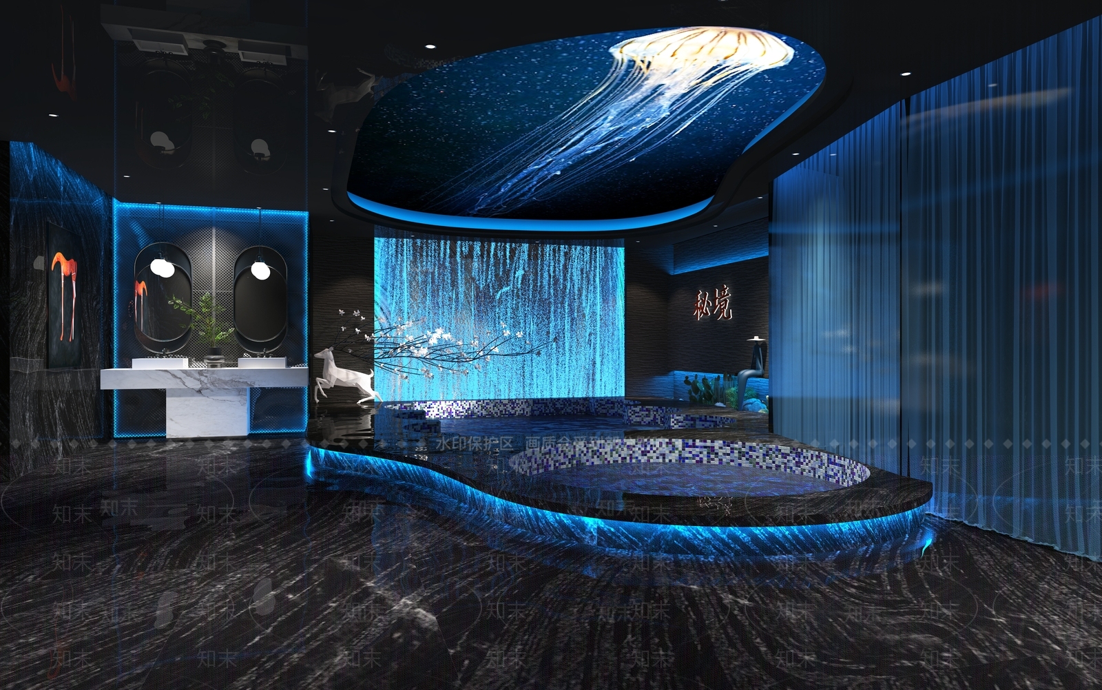 现代洗浴中心3D模型下载【ID:1147664388】