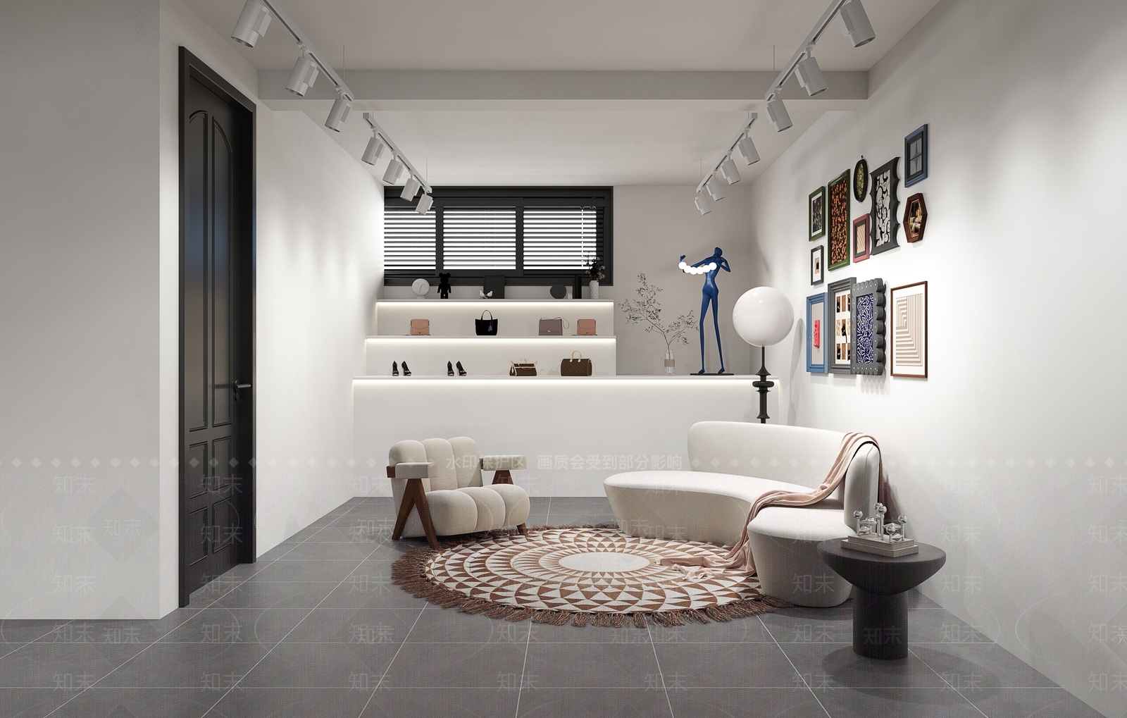 现代黑白灰服装店3D模型下载【ID:1147673602】