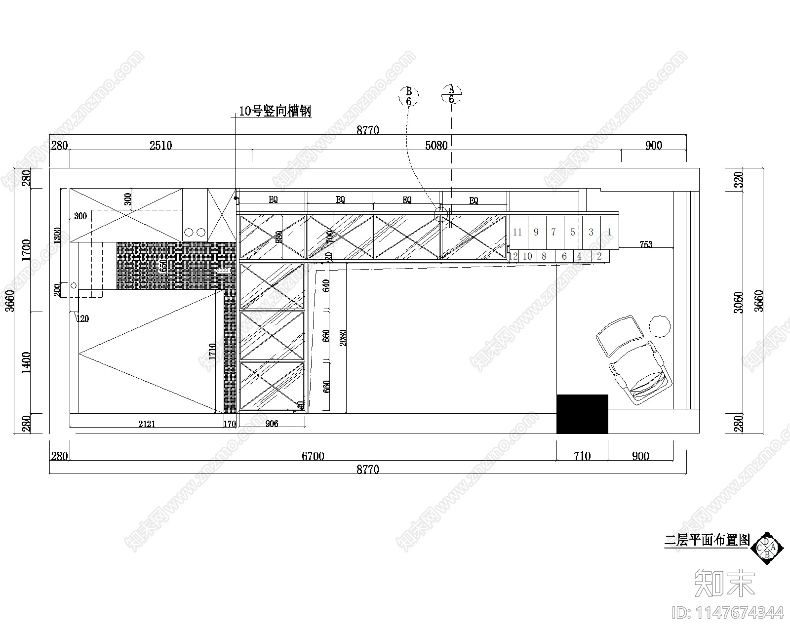 现代工作室室内cad施工图下载【ID:1147674344】