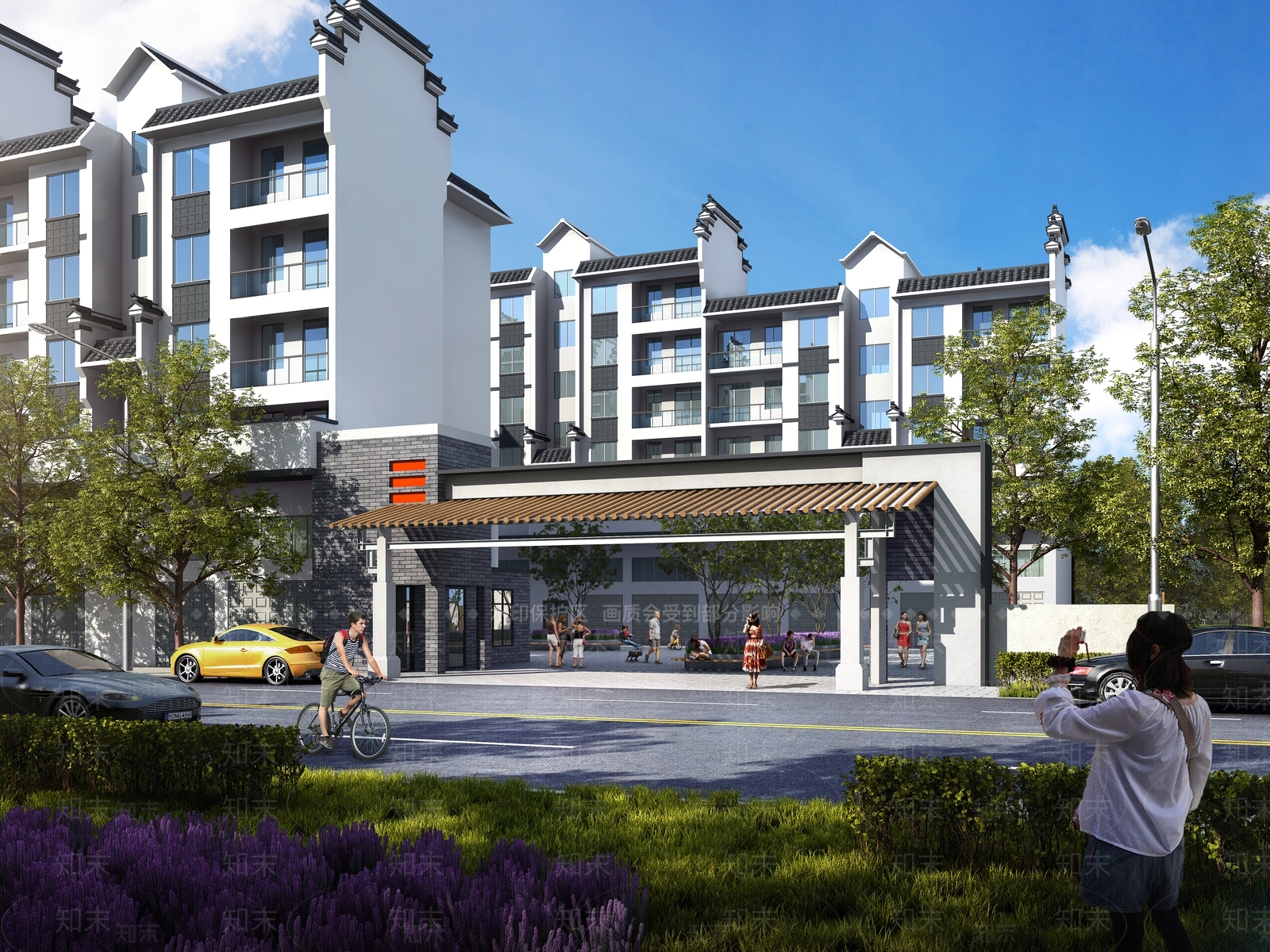 新中式住宅小区入口大门3D模型下载【ID:1147676125】
