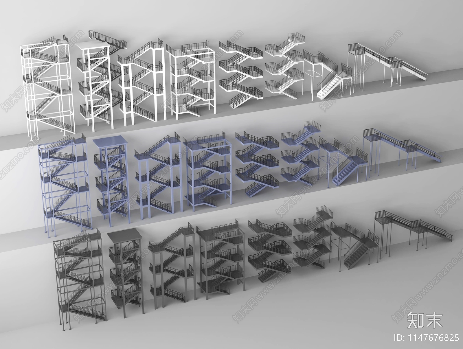 现代户外钢架楼梯3D模型下载【ID:1147676825】