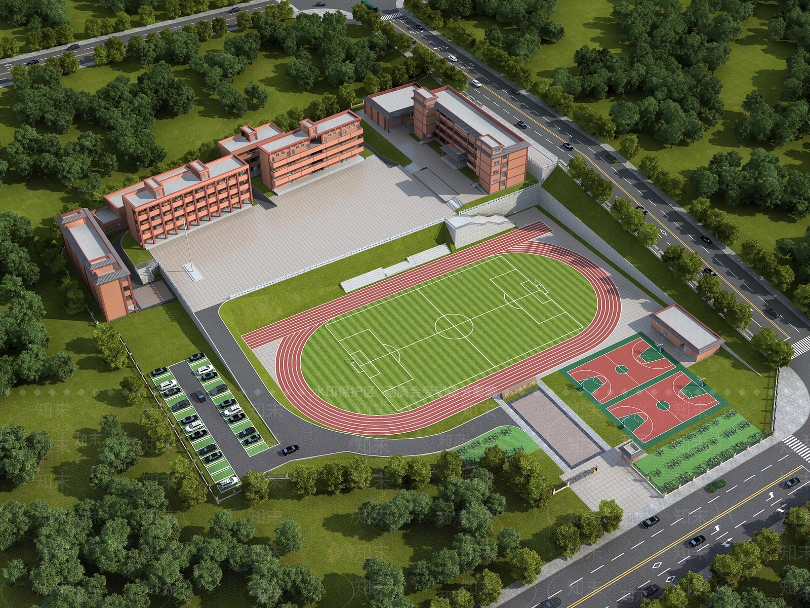 现代学校外观3D模型下载【ID:1147677760】