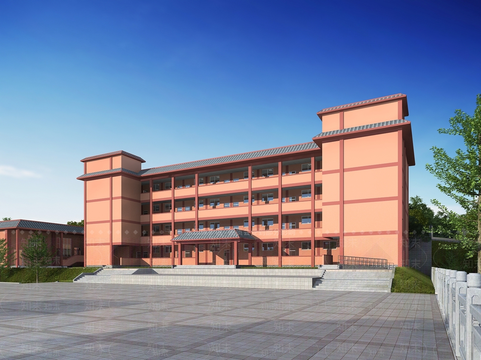 现代学校外观3D模型下载【ID:1147678020】