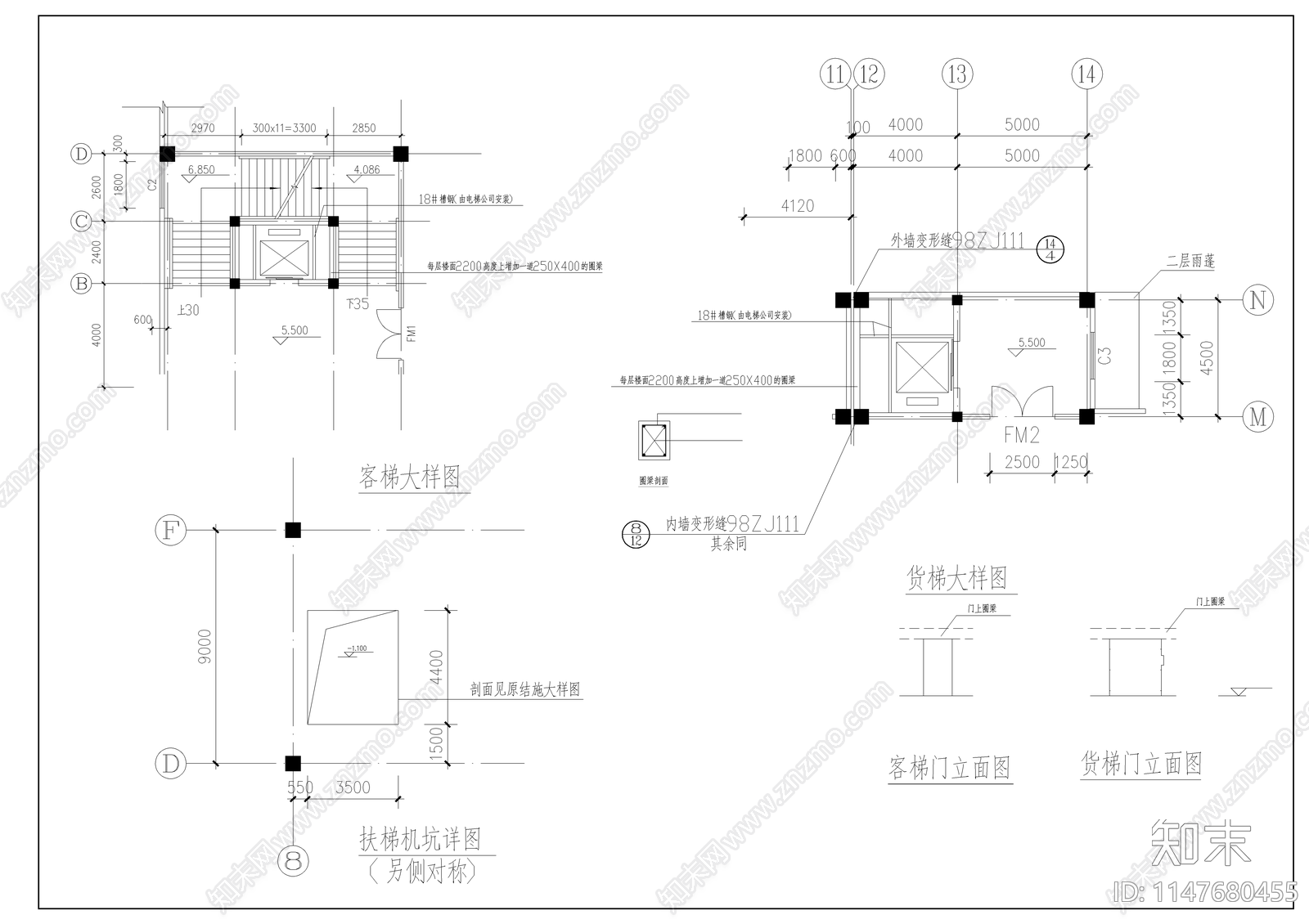 大型超市建筑cad施工图下载【ID:1147680455】