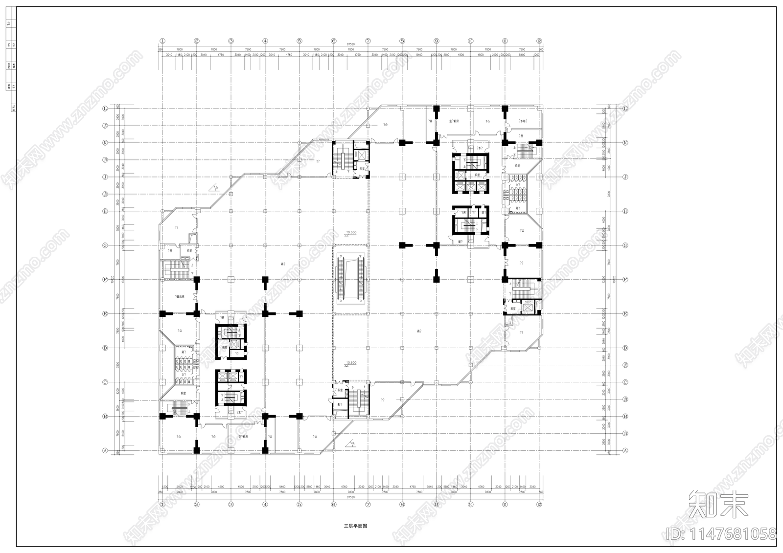 大型商场建筑平面施工图下载【ID:1147681058】