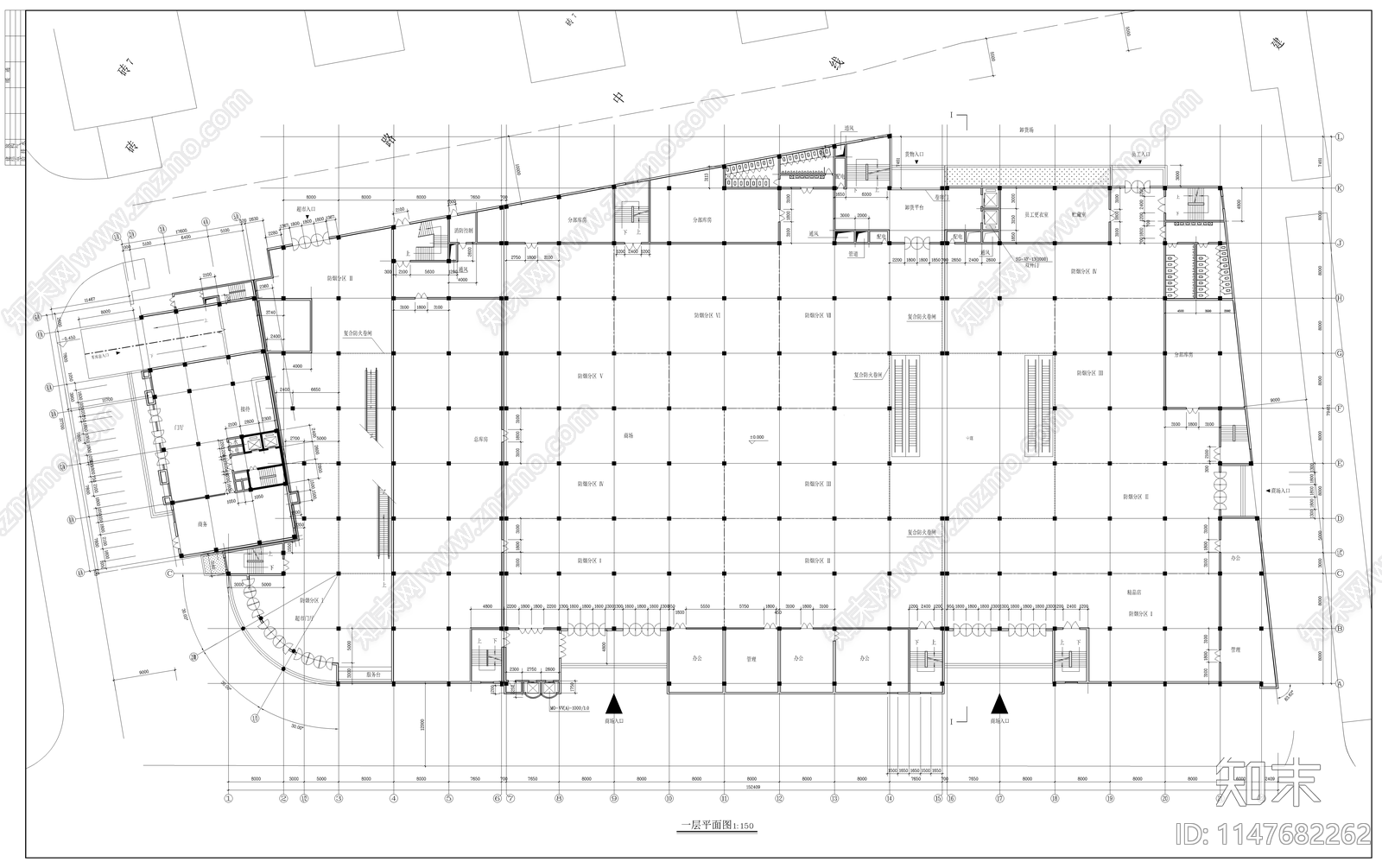 大型商场建筑cad施工图下载【ID:1147682262】