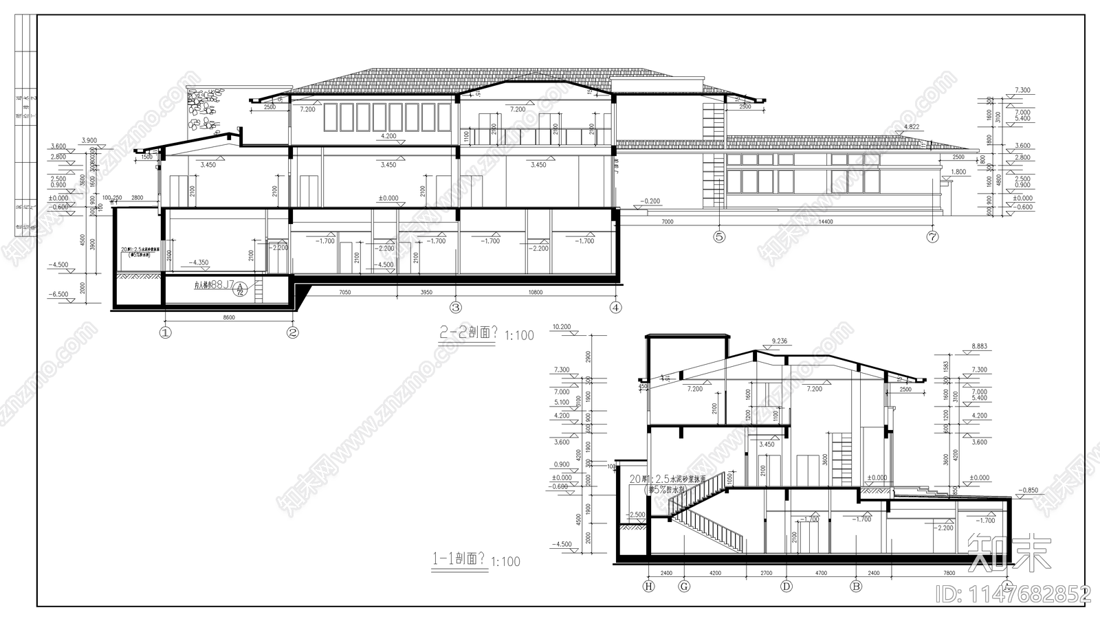 会所建筑cad施工图下载【ID:1147682852】