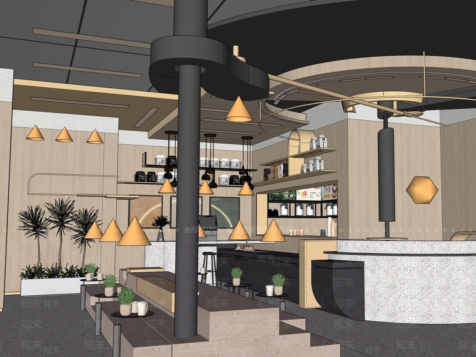 现代奶茶店SU模型下载【ID:1147683621】