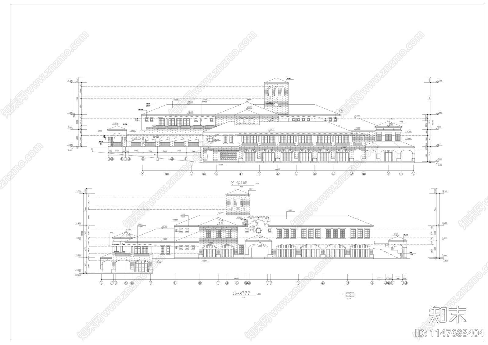 会所建筑cad施工图下载【ID:1147683404】