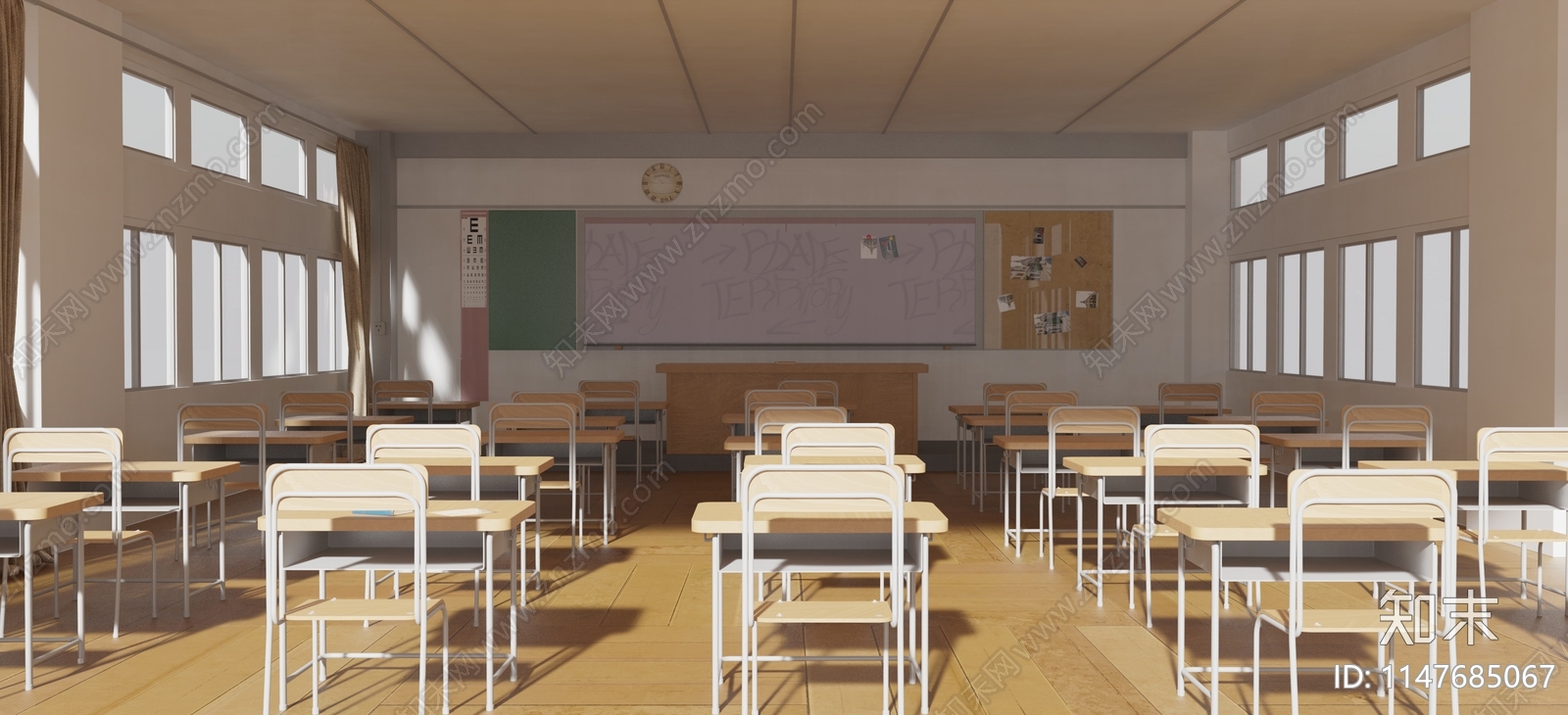 现代学校教室3D模型下载【ID:1147685067】