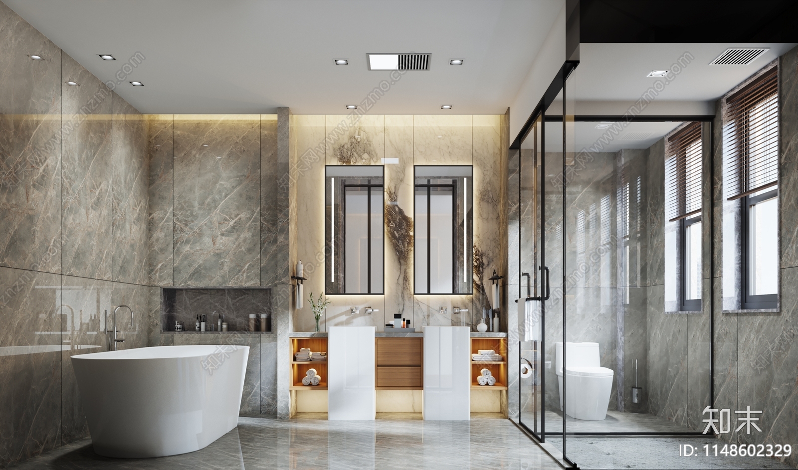 施工图中式别墅主卫室内施工图下载【ID:1148602329】