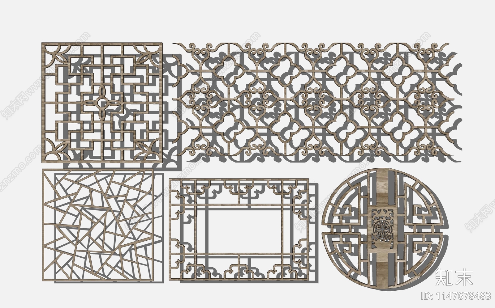 新中式镂花窗SU模型下载【ID:1147678483】