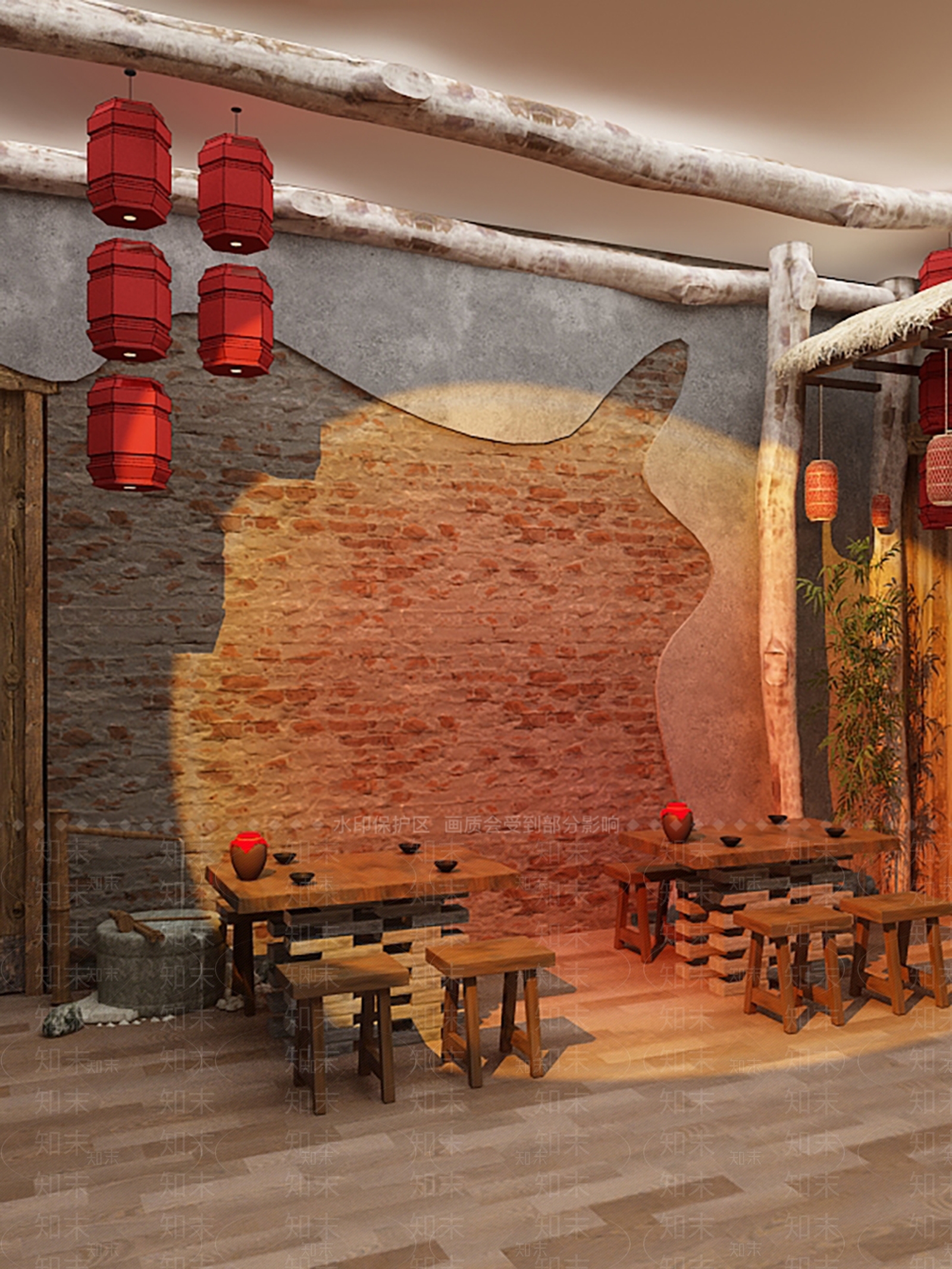 新中式火锅店3D模型下载【ID:1147691958】
