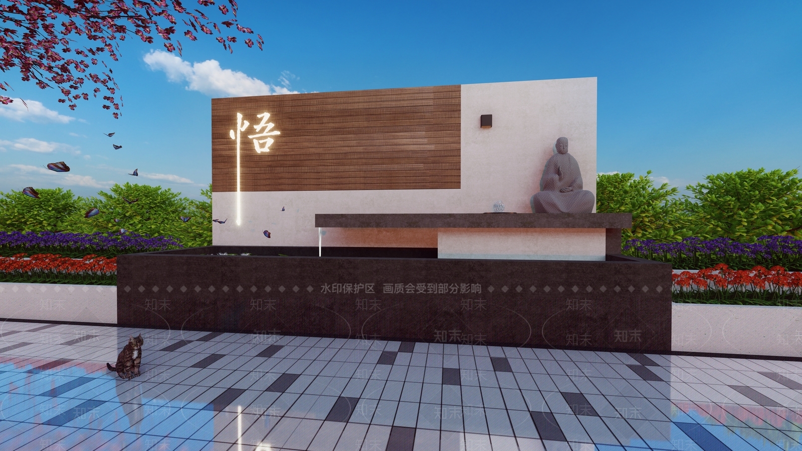 新中式景墙围墙SU模型下载【ID:1147692372】
