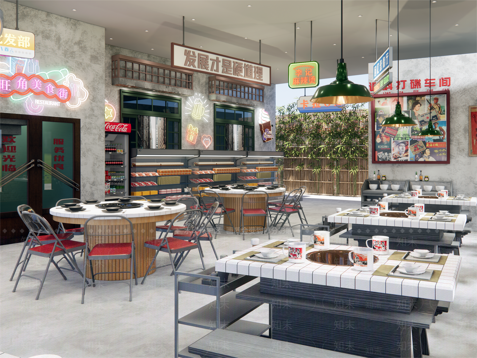 现代怀旧火锅店SU模型下载【ID:1147692949】