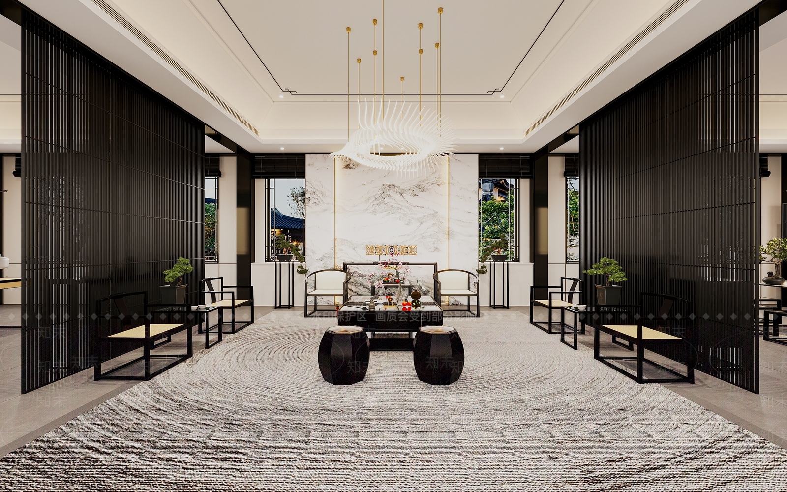 新中式会客厅3D模型下载【ID:1147694693】