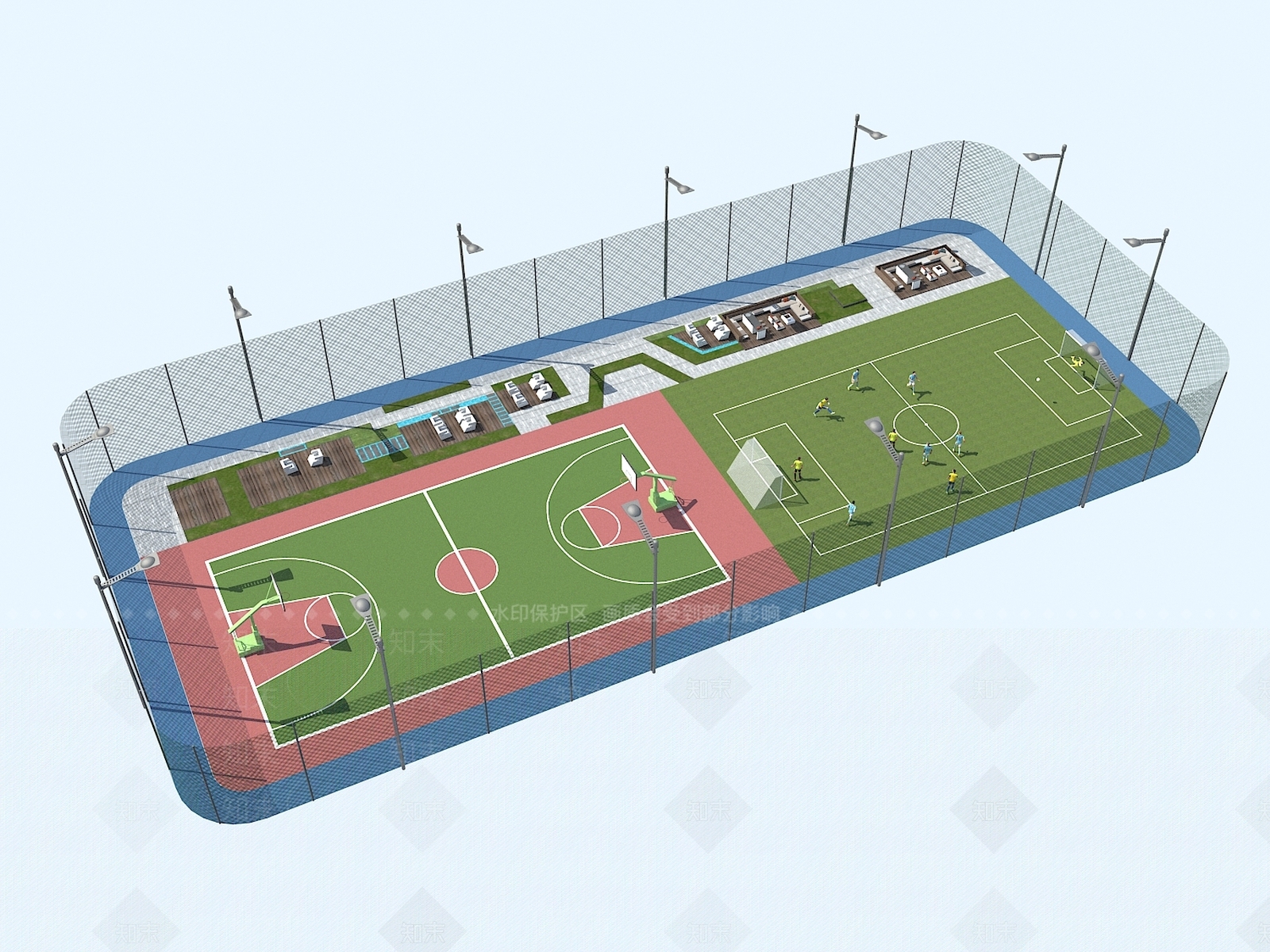 现代篮球场3D模型下载【ID:1147695006】