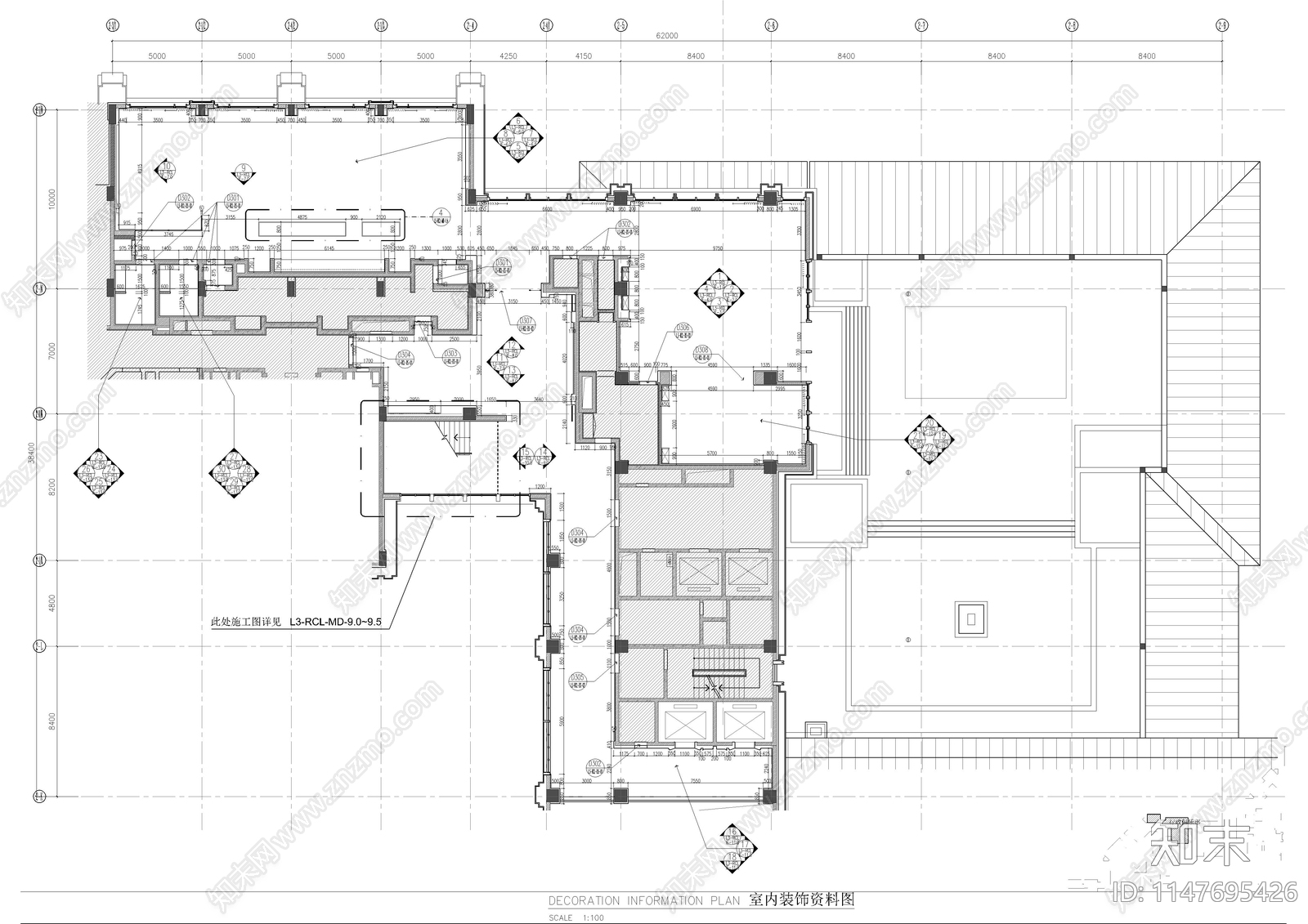 自助餐厅室内cad施工图下载【ID:1147695426】