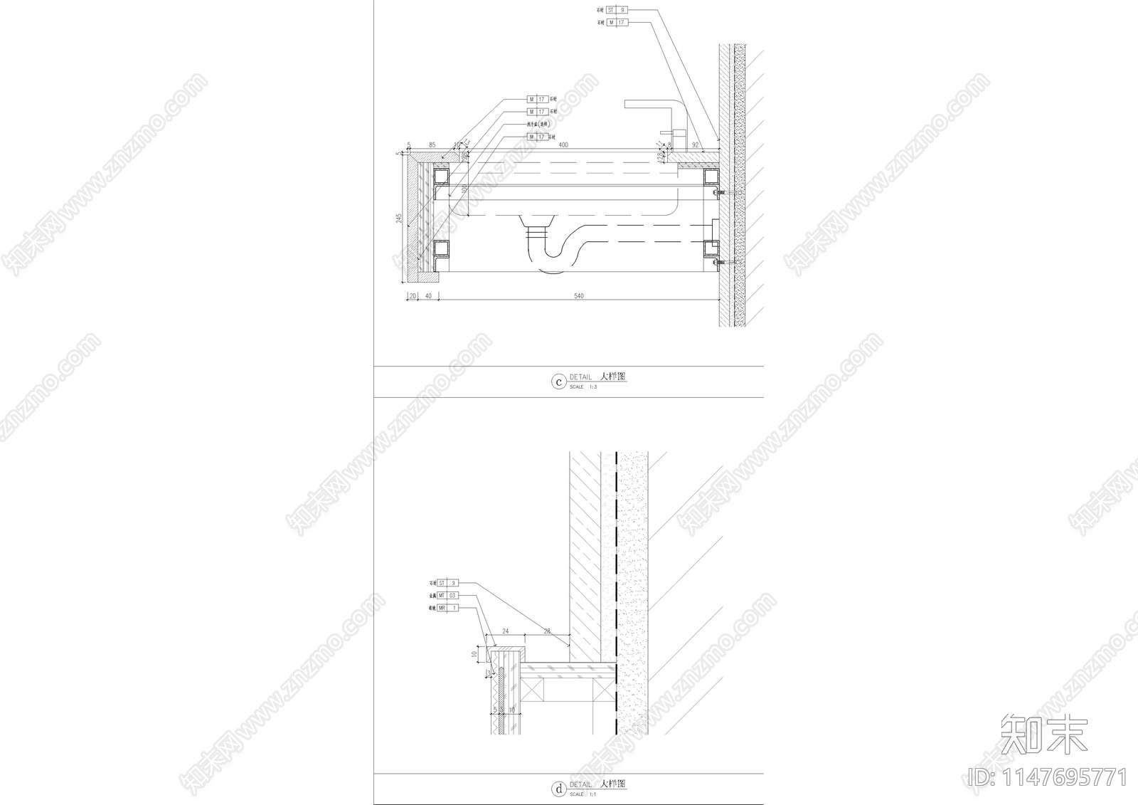 公区卫生间室内cad施工图下载【ID:1147695771】