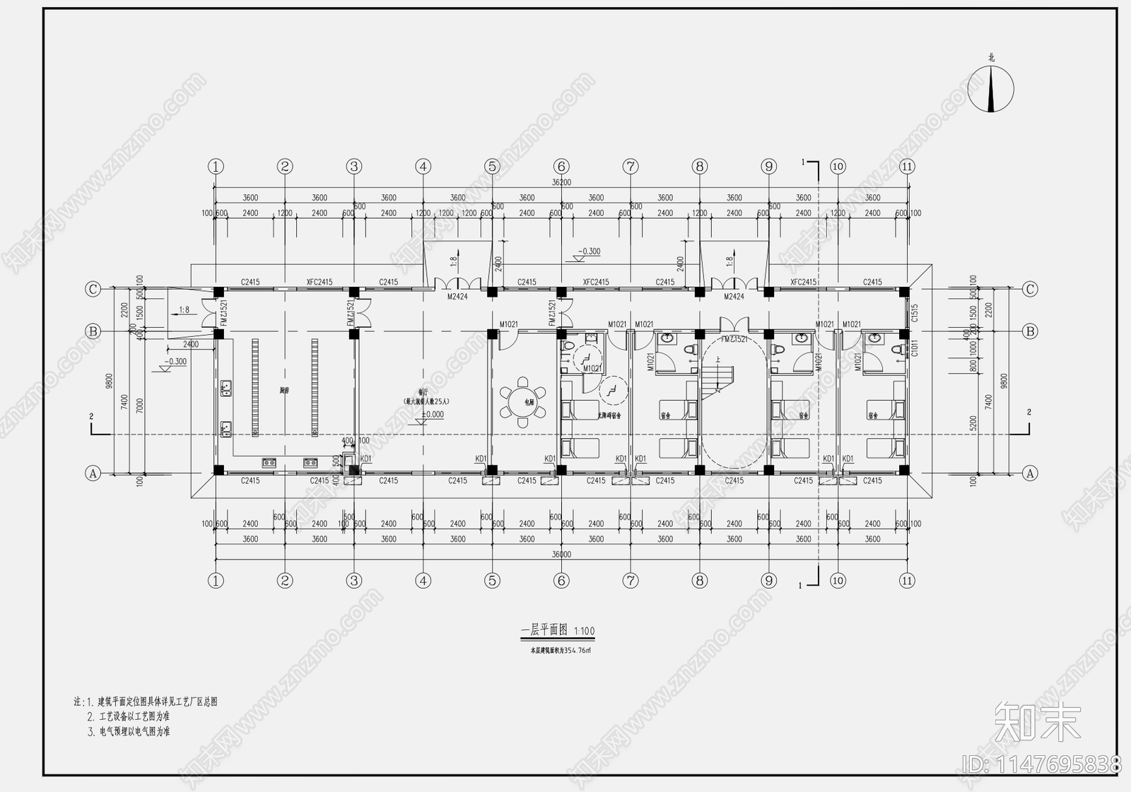 36X10M500平现代综合楼建筑cad施工图下载【ID:1147695838】