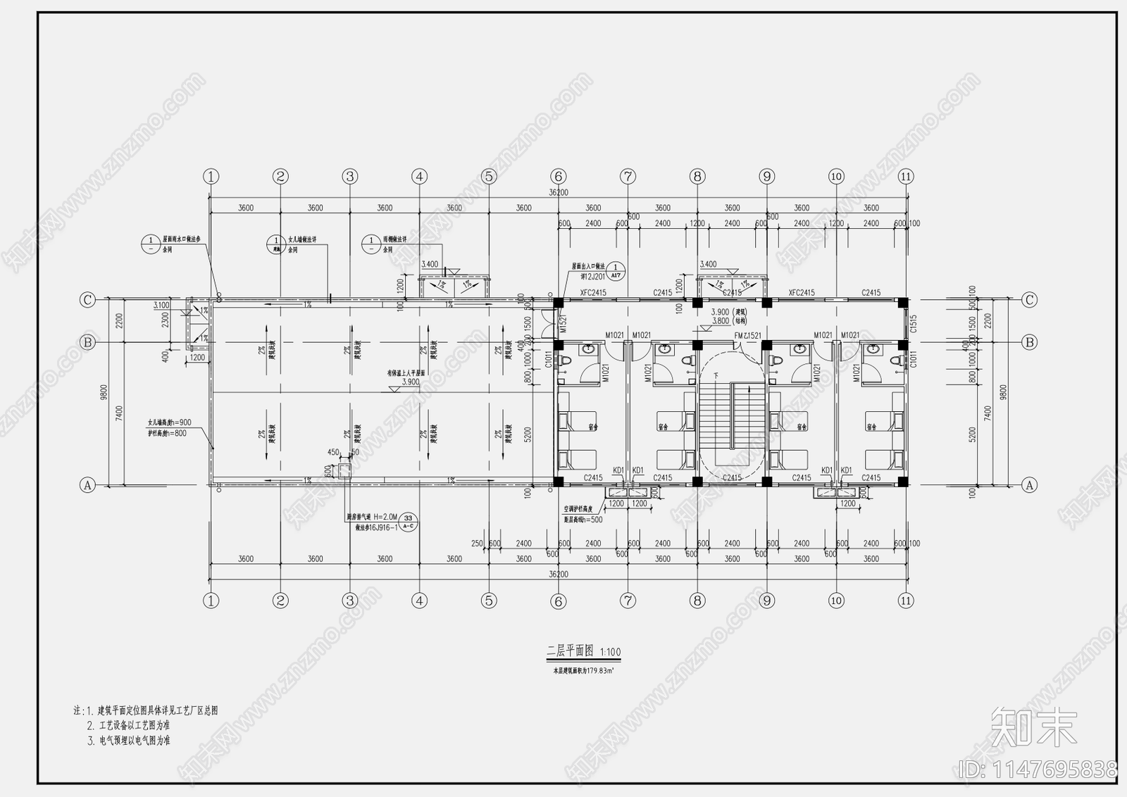 36X10M500平现代综合楼建筑cad施工图下载【ID:1147695838】