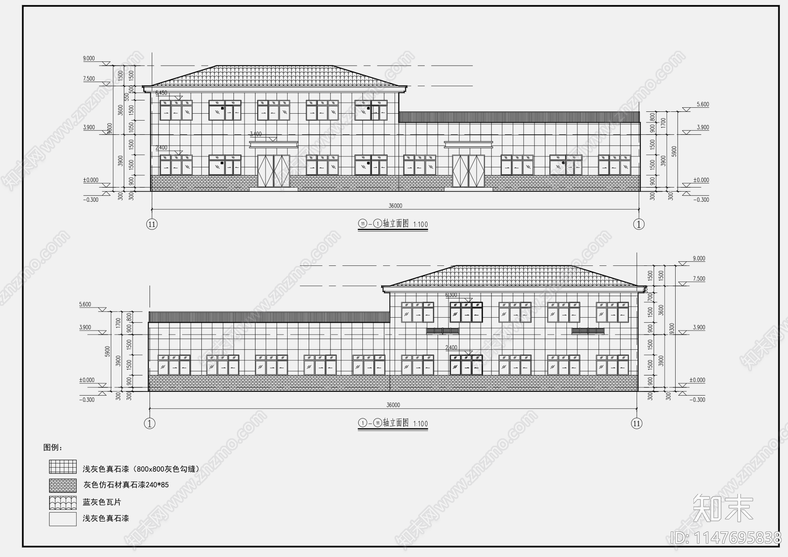 36X10M500平现代综合楼建筑cad施工图下载【ID:1147695838】