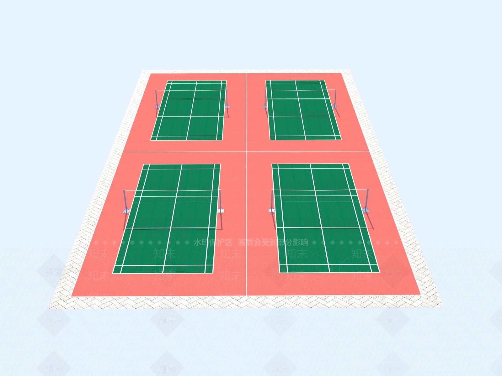 现代户外羽毛球场3D模型下载【ID:1147696222】