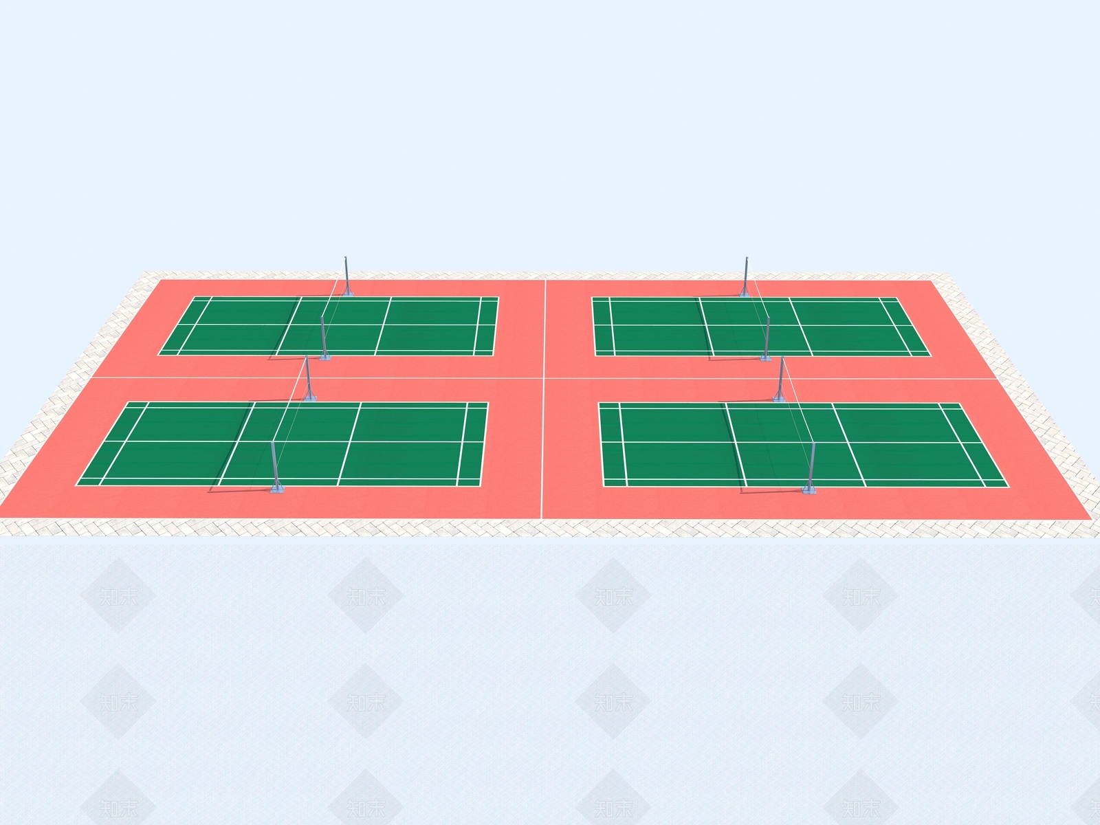 现代户外羽毛球场3D模型下载【ID:1147696222】