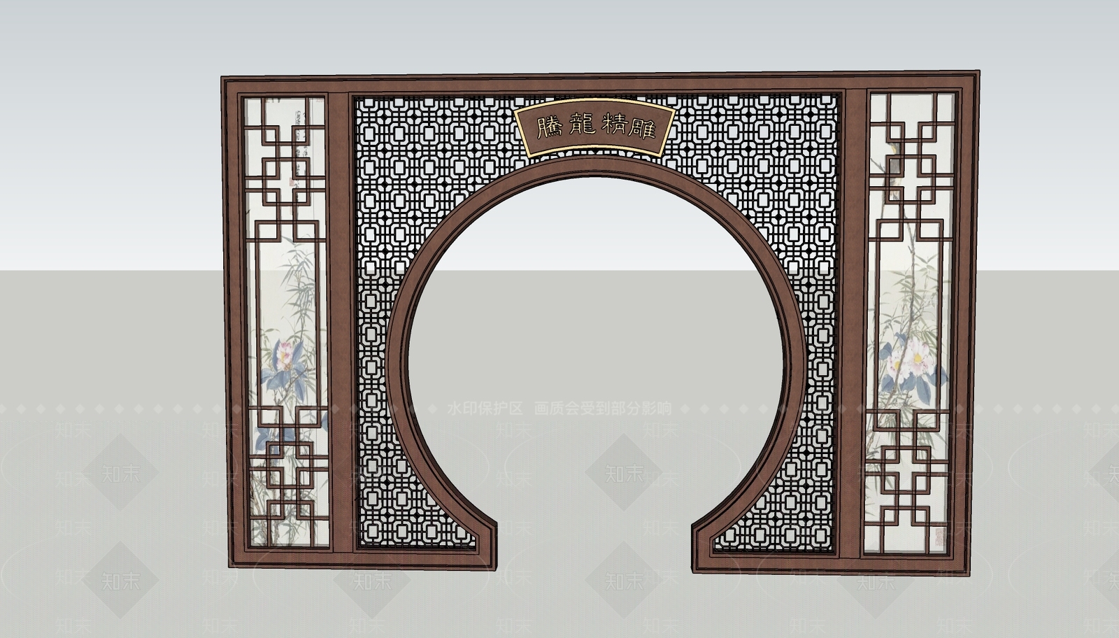 中式月洞门SU模型下载【ID:1147696786】
