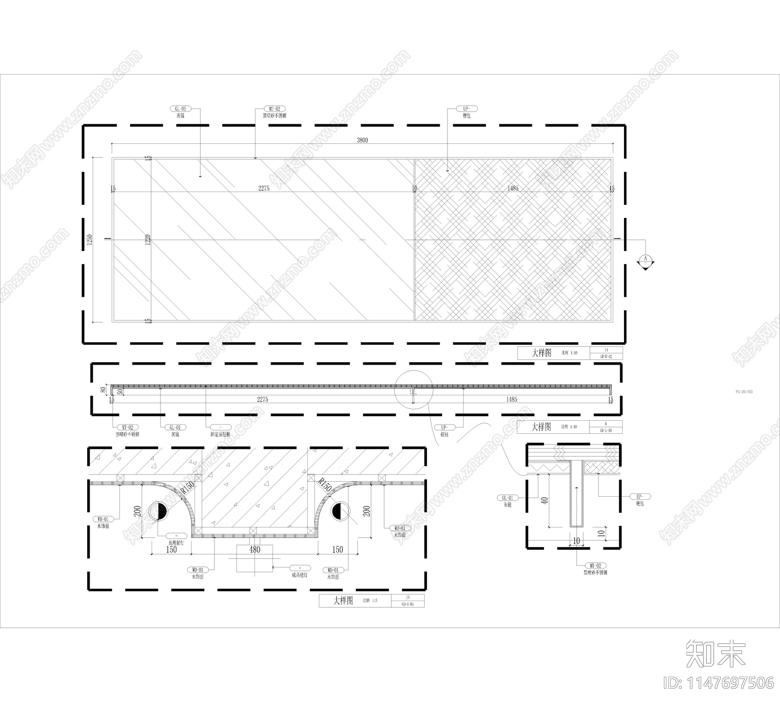 现代风格隐形门详图cad施工图下载【ID:1147697506】