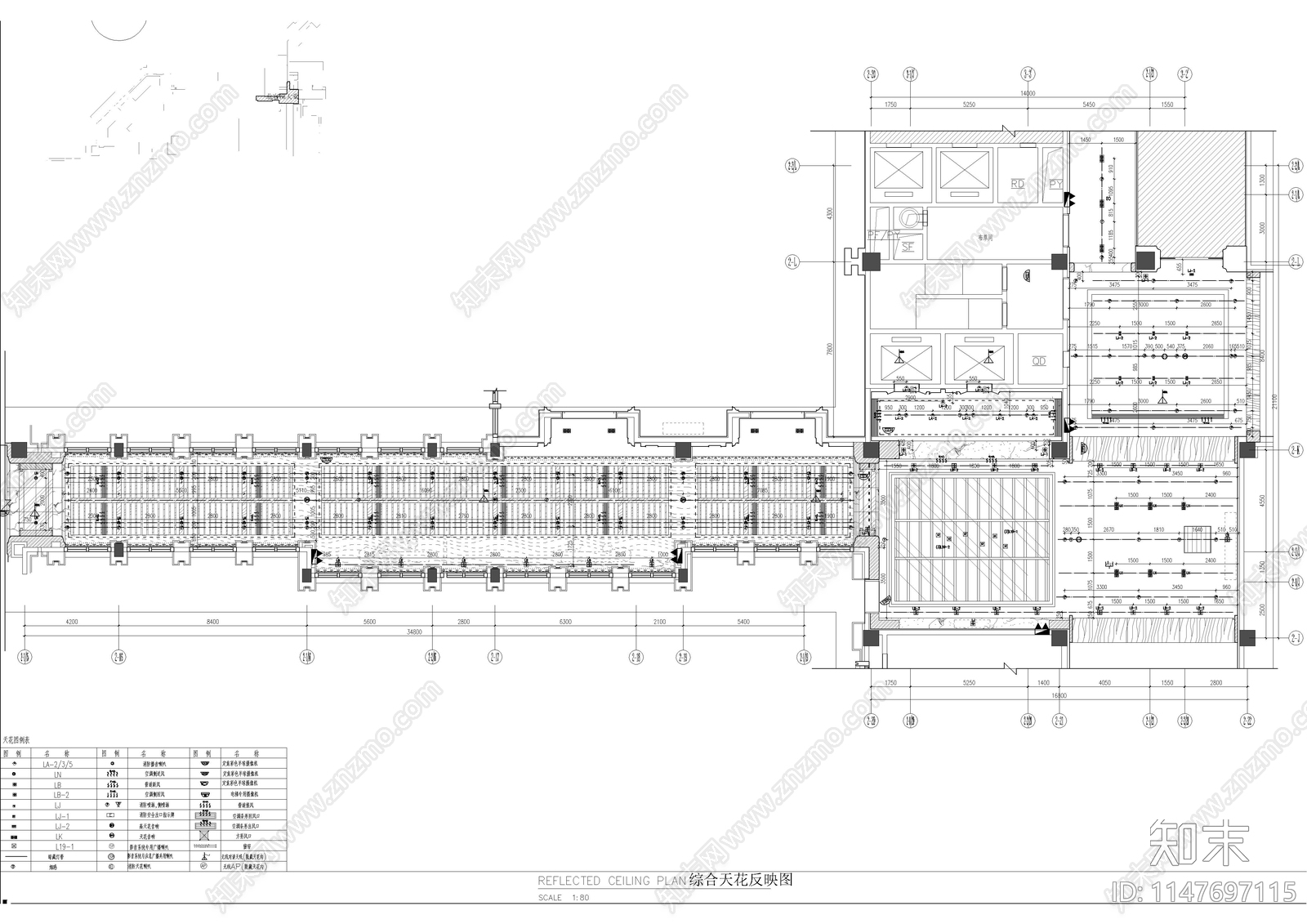 酒店公区大堂过道室内cad施工图下载【ID:1147697115】