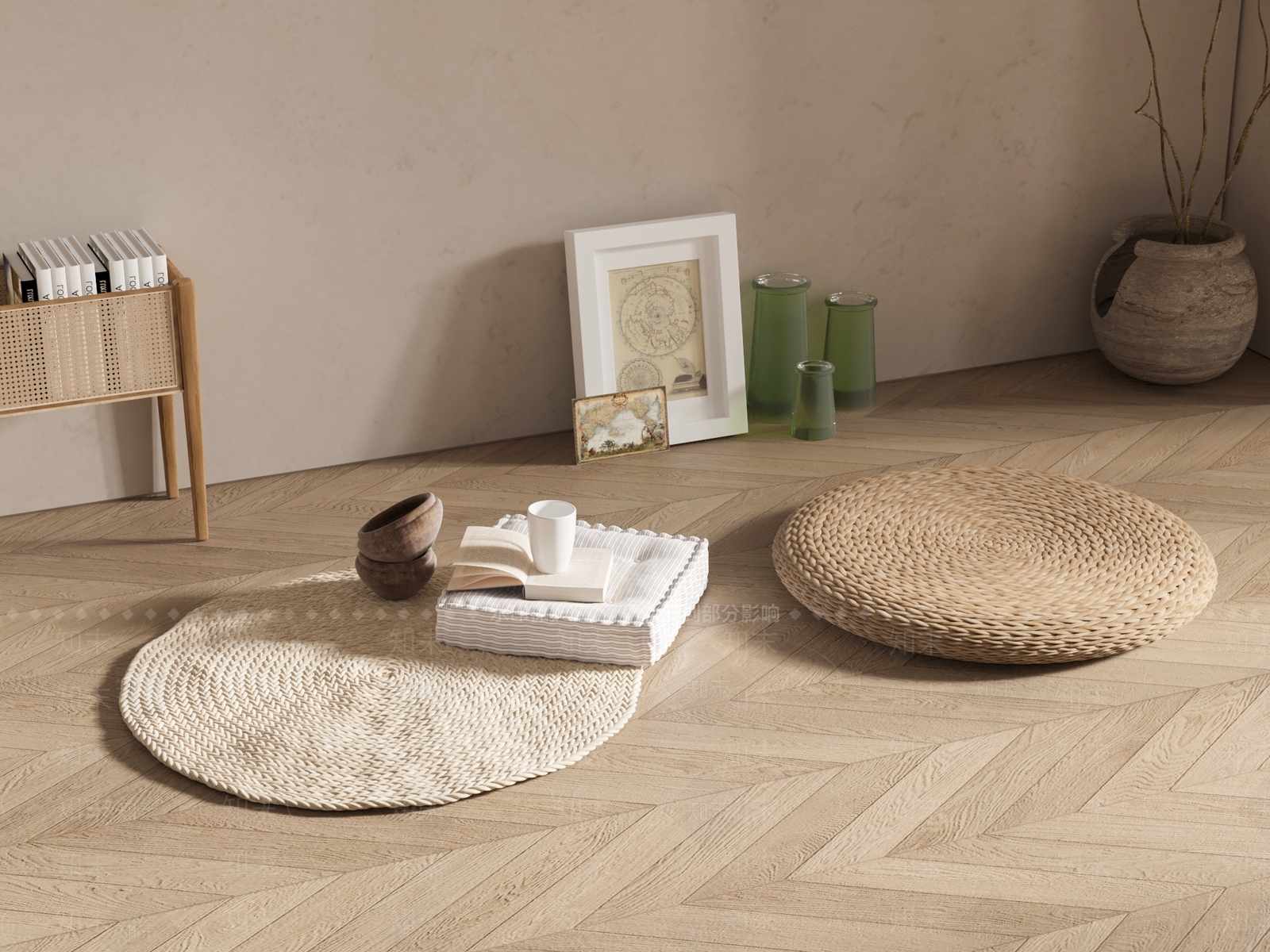 侘寂风蒲团坐垫3D模型下载【ID:1147698138】