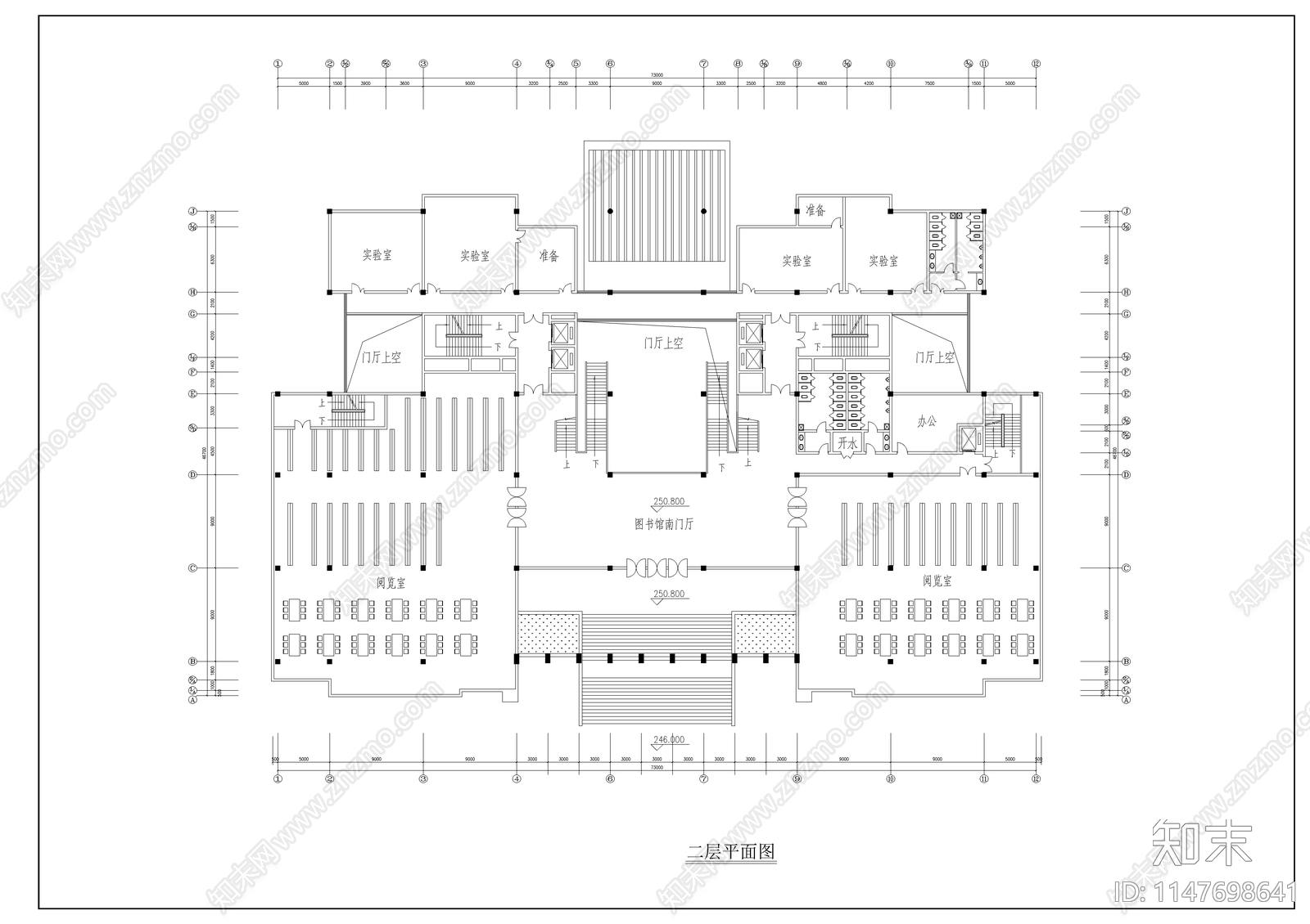 高校综合楼建筑cad施工图下载【ID:1147698641】