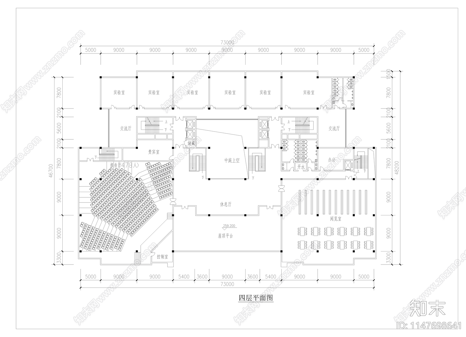高校综合楼建筑cad施工图下载【ID:1147698641】