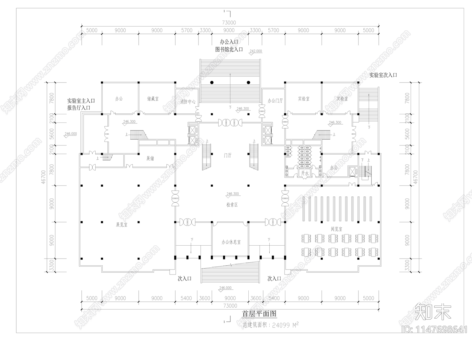 高校综合楼建筑cad施工图下载【ID:1147698641】