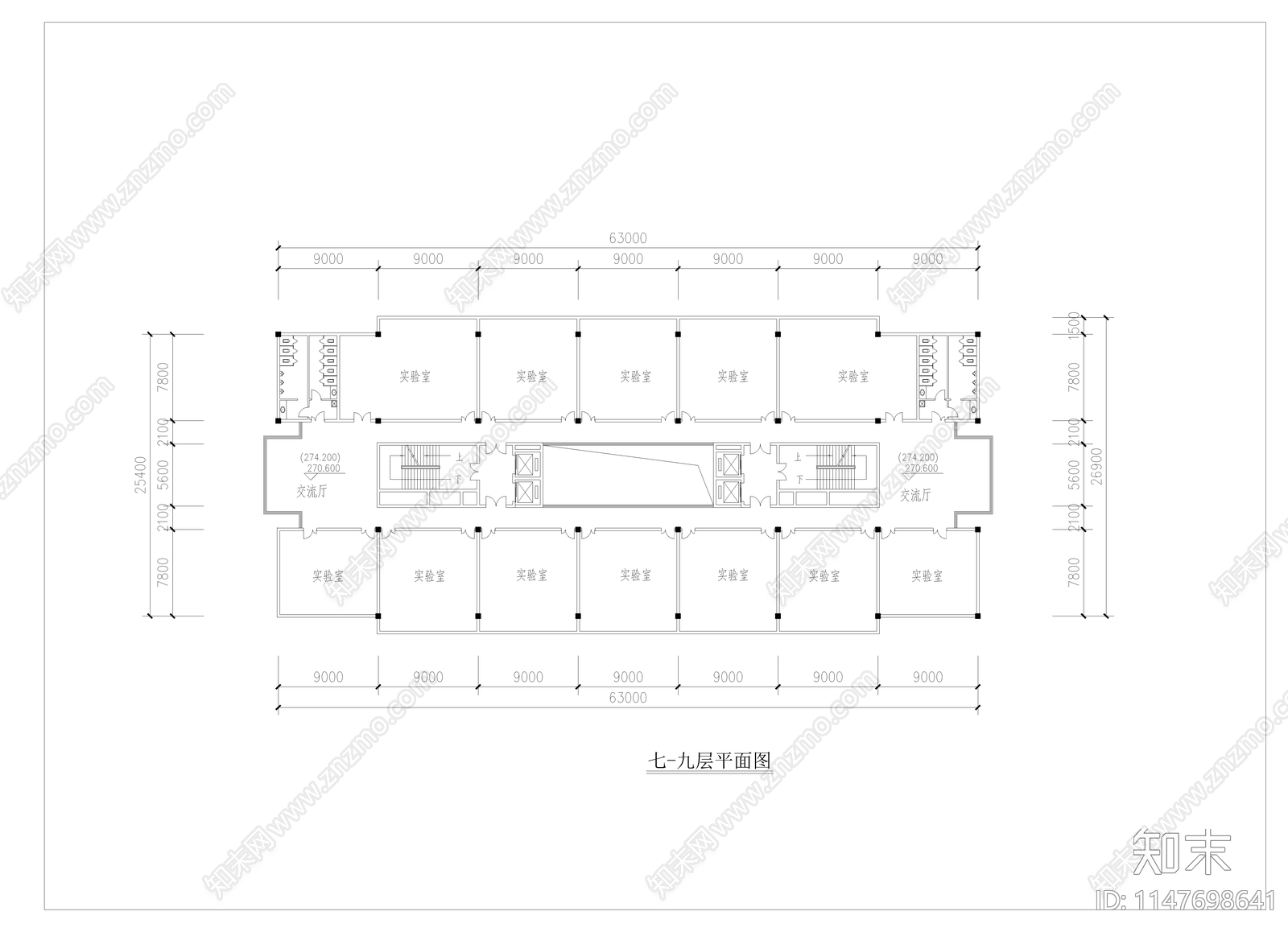 高校综合楼建筑cad施工图下载【ID:1147698641】