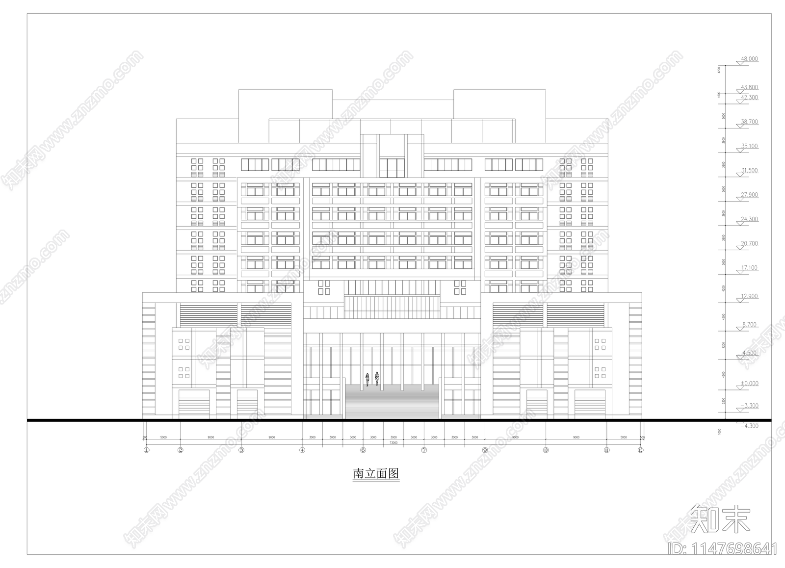 高校综合楼建筑cad施工图下载【ID:1147698641】